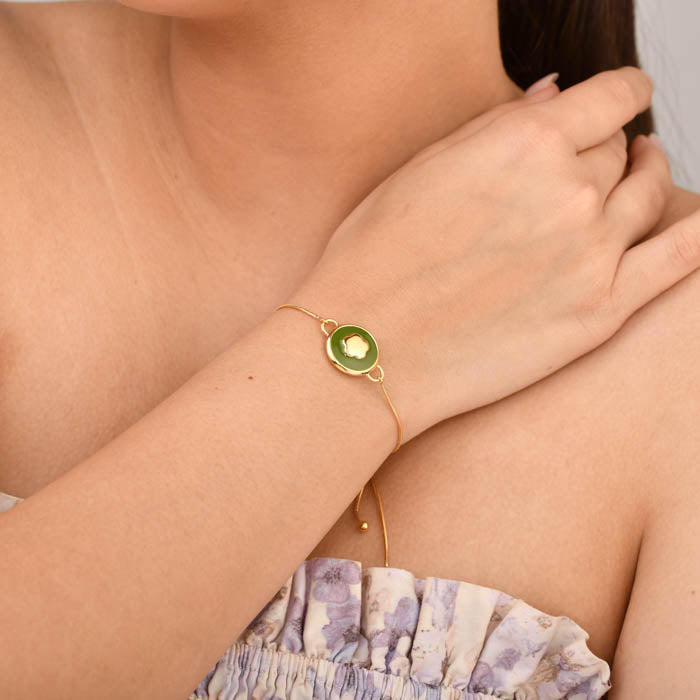 Olive Green Bloomelle Chain Bracelet