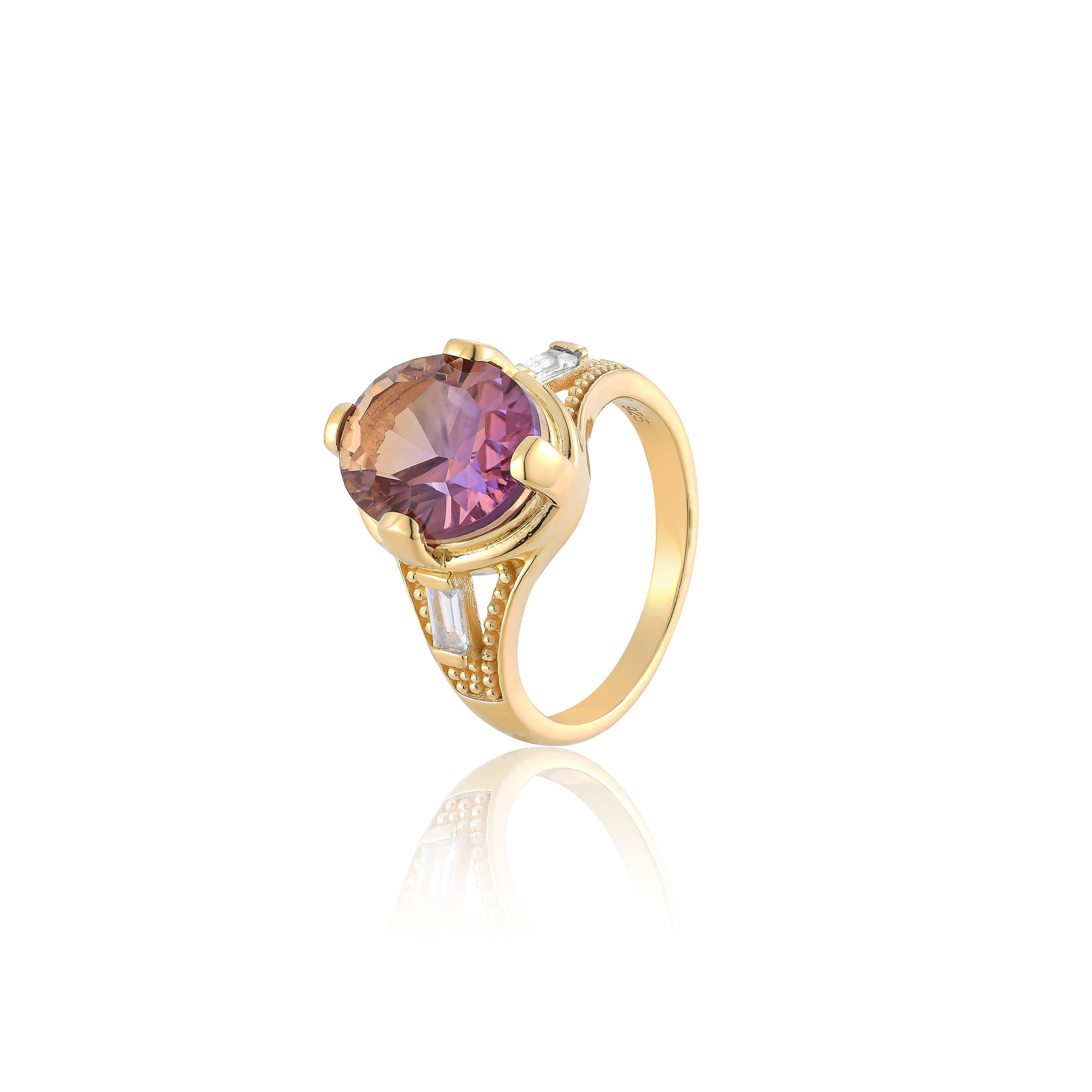 Amber Ametrine Quartz Ring