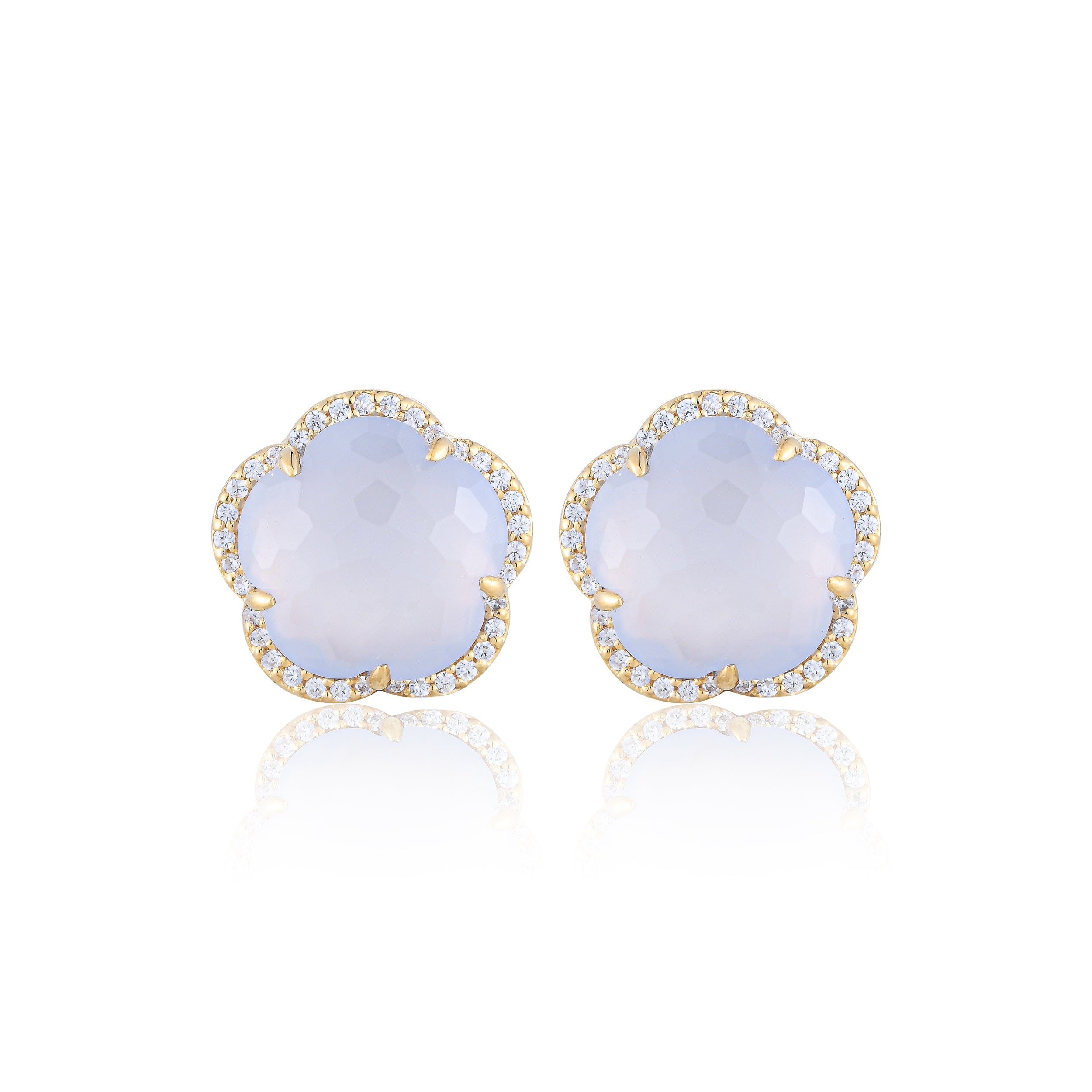 Bloom Blue Chalcedony Stud Earrings