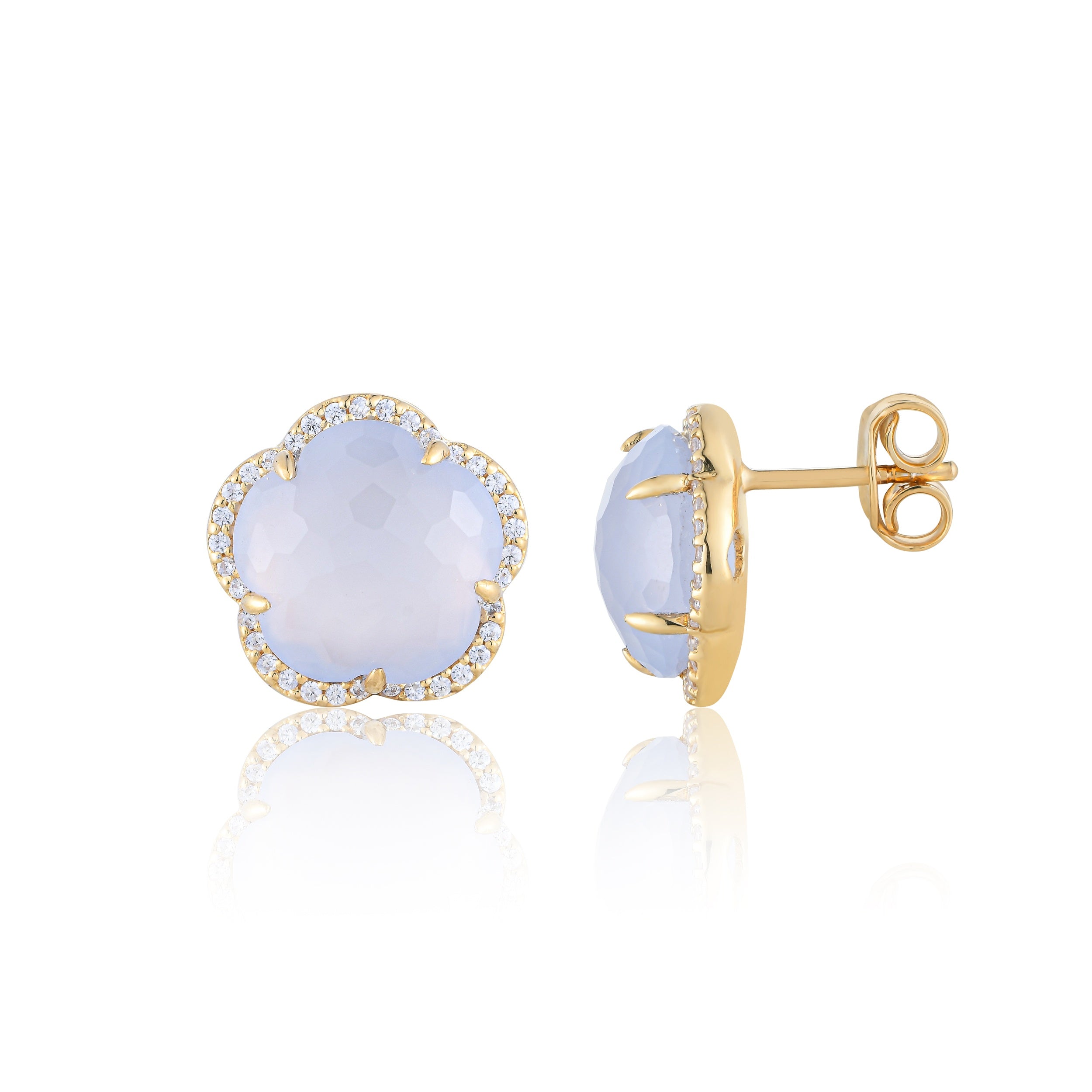 Bloom Blue Chalcedony Stud Earrings