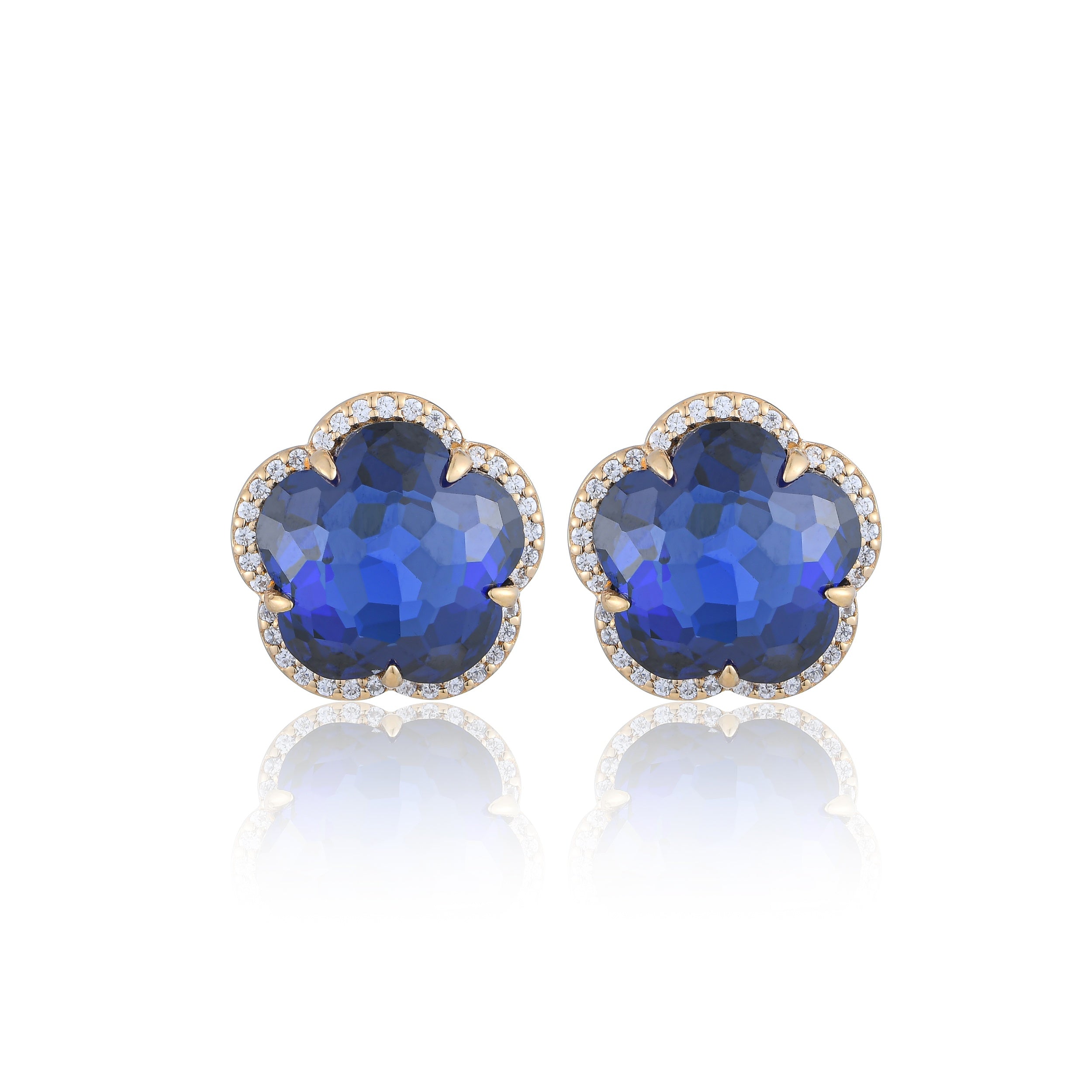 Bloom Blue Sapphire-Ignis Stud Earrings