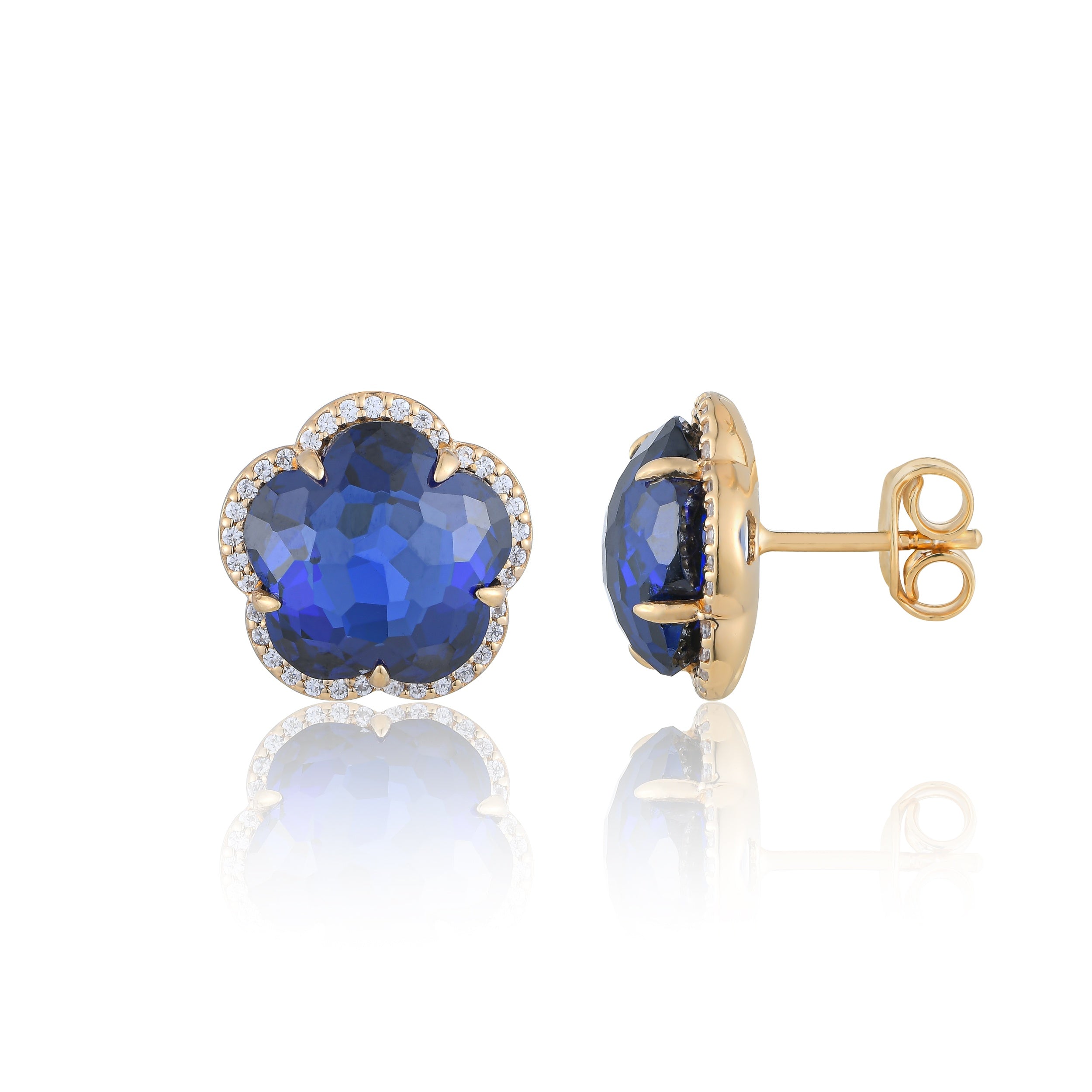 Bloom Blue Sapphire-Ignis Stud Earrings