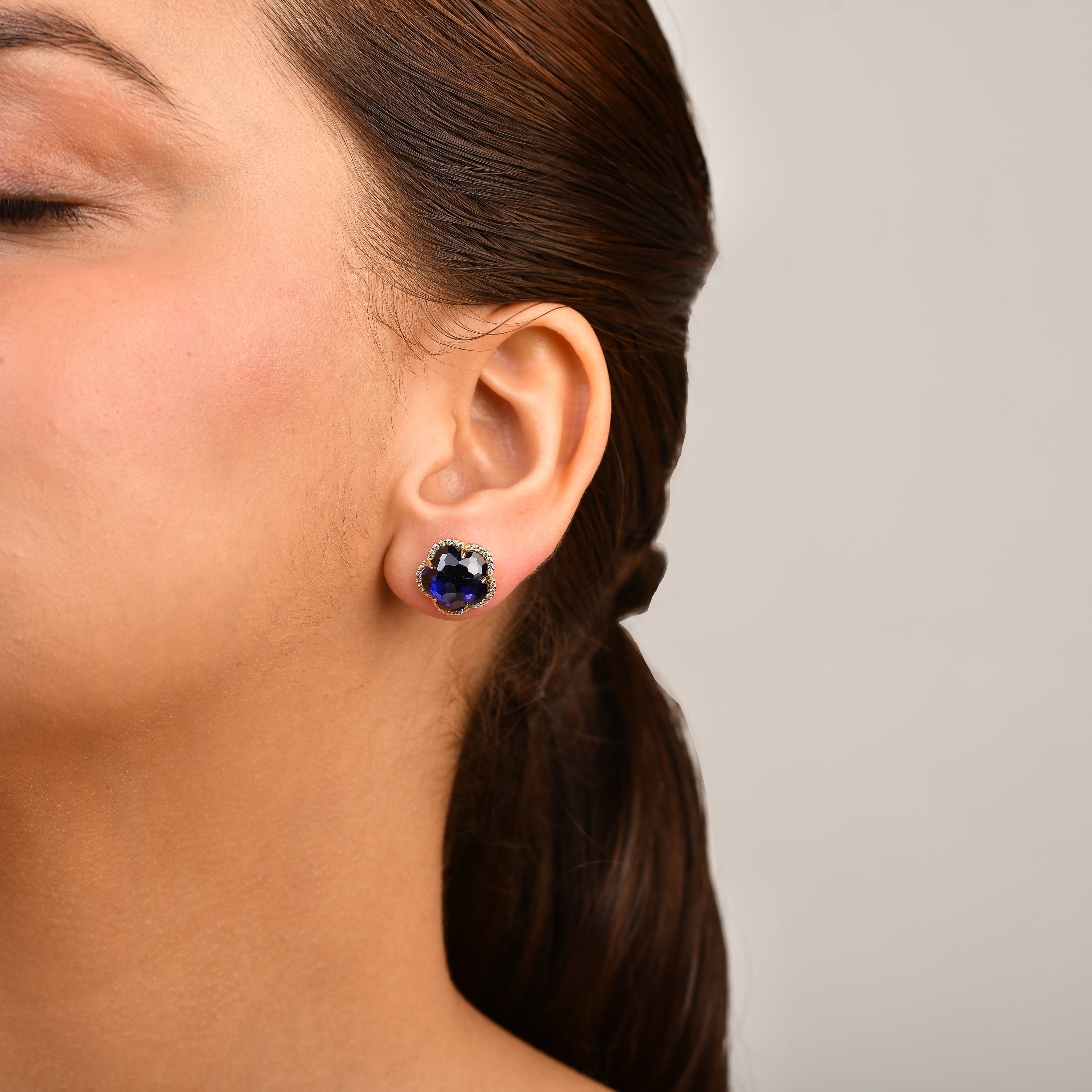 Bloom Blue Sapphire-Ignis Stud Earrings