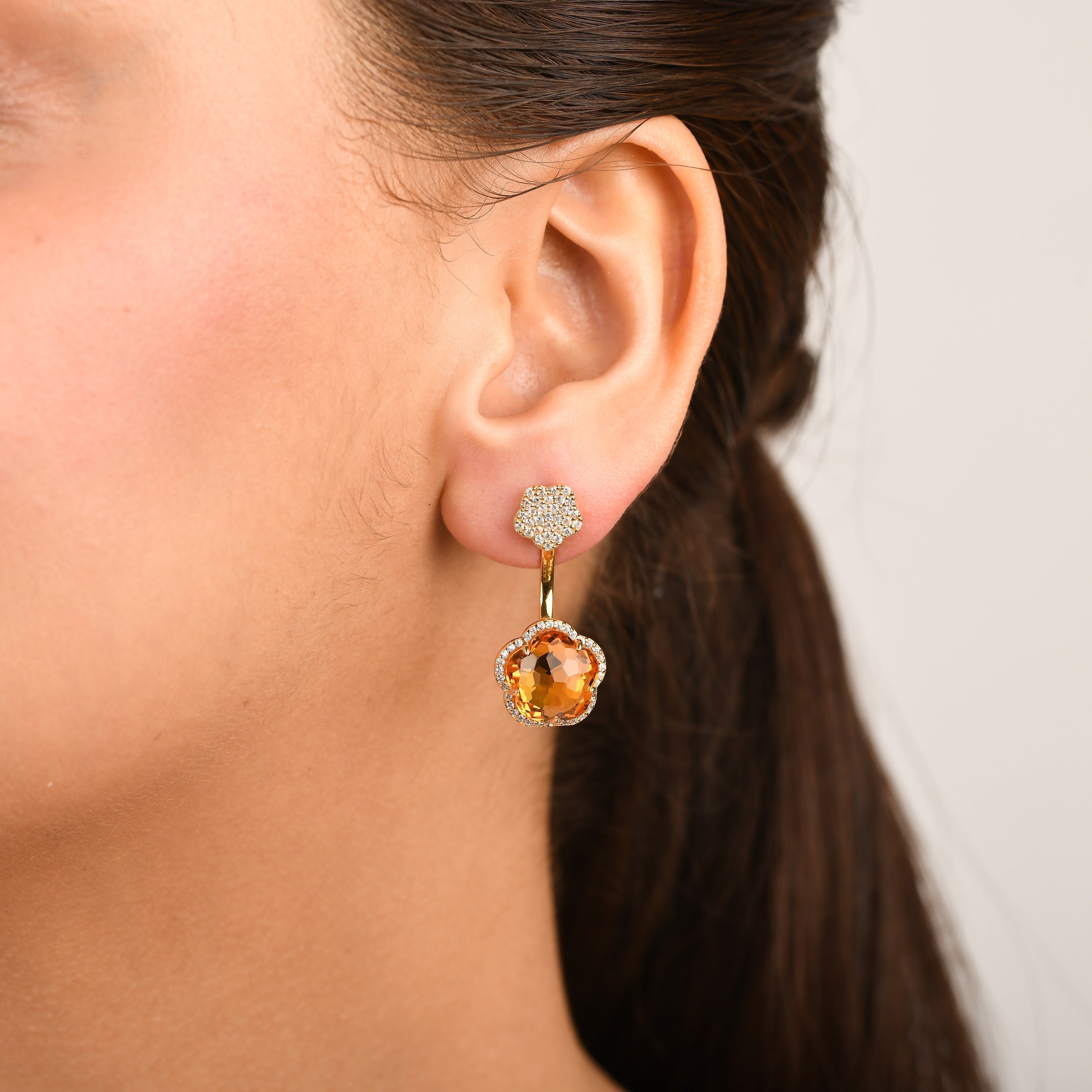 Bloom Citrine-Gleam Drop Earrings