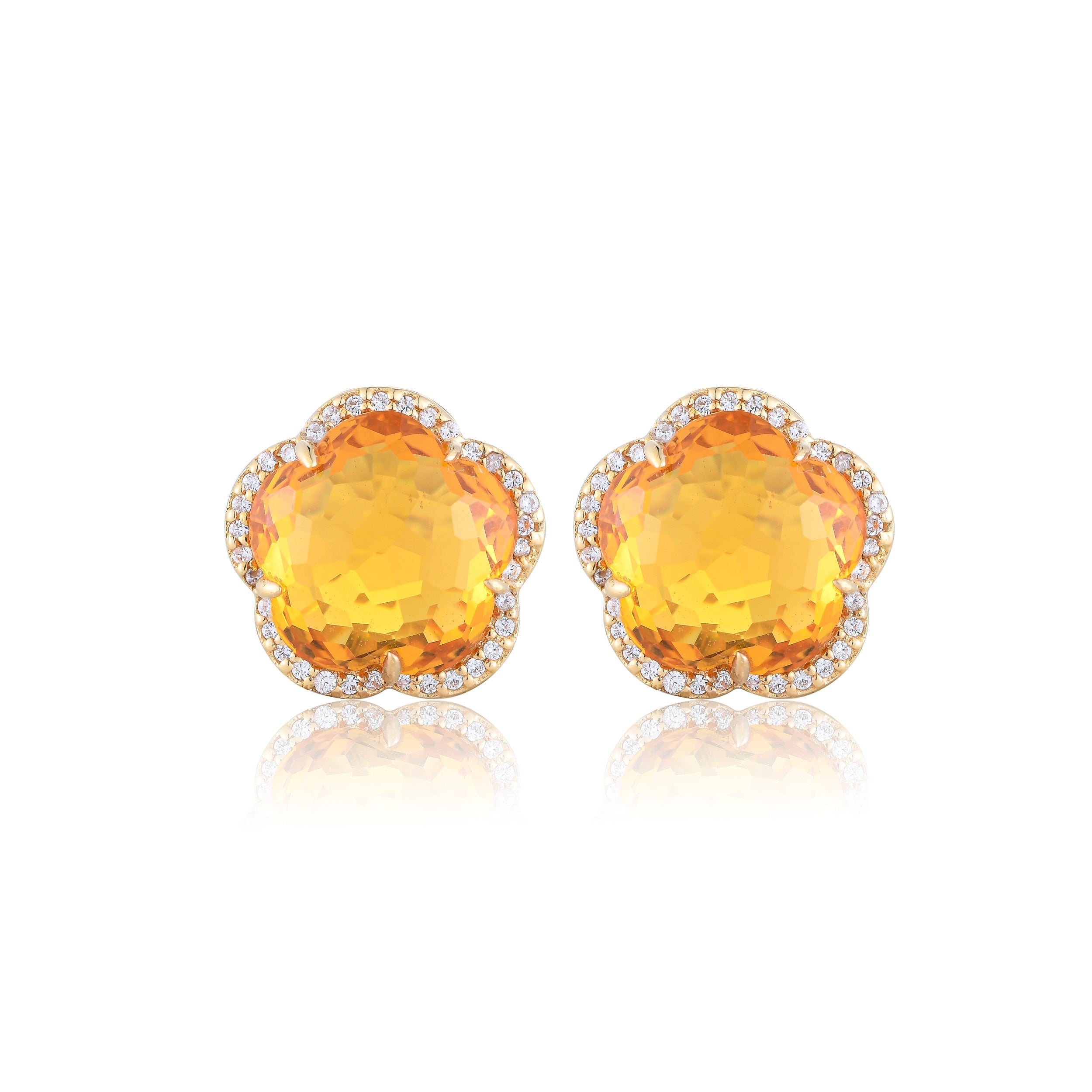 Bloom Citrine-Gleam Stud Earrings