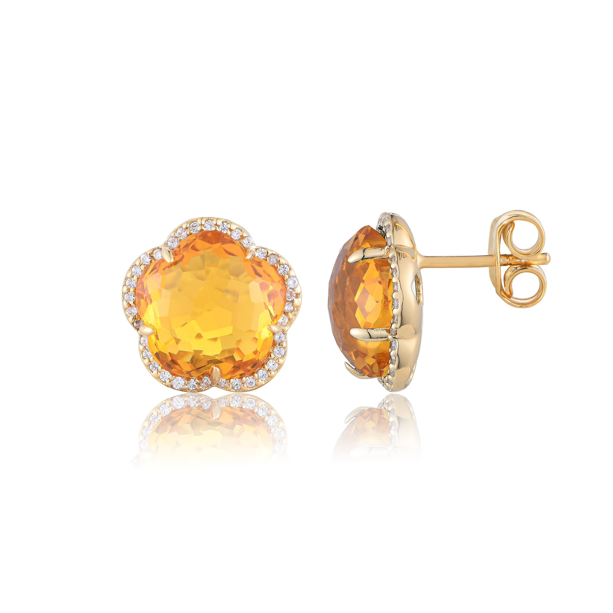 Bloom Citrine-Gleam Stud Earrings
