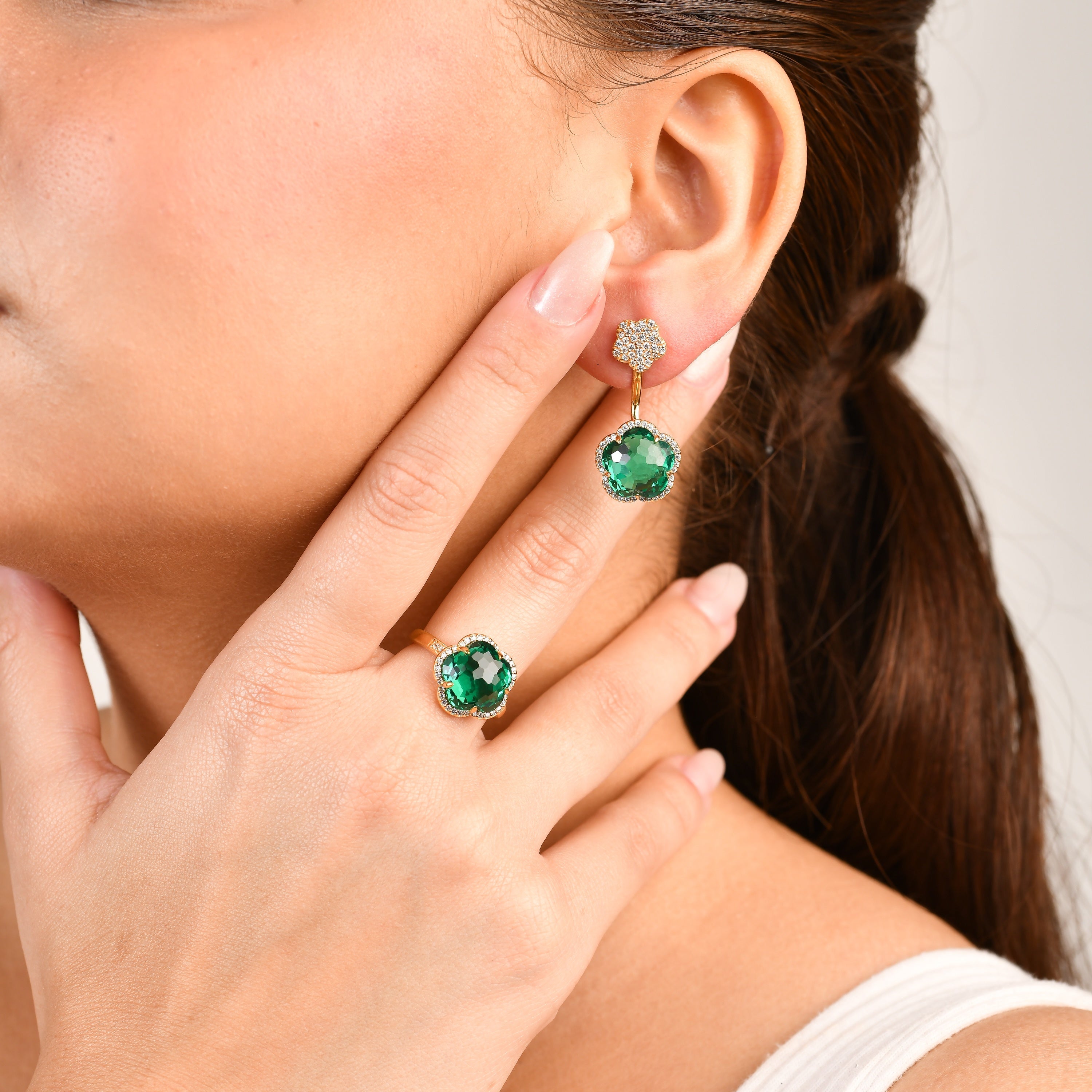 Bloom Emerald-Inferno Drop Earrings