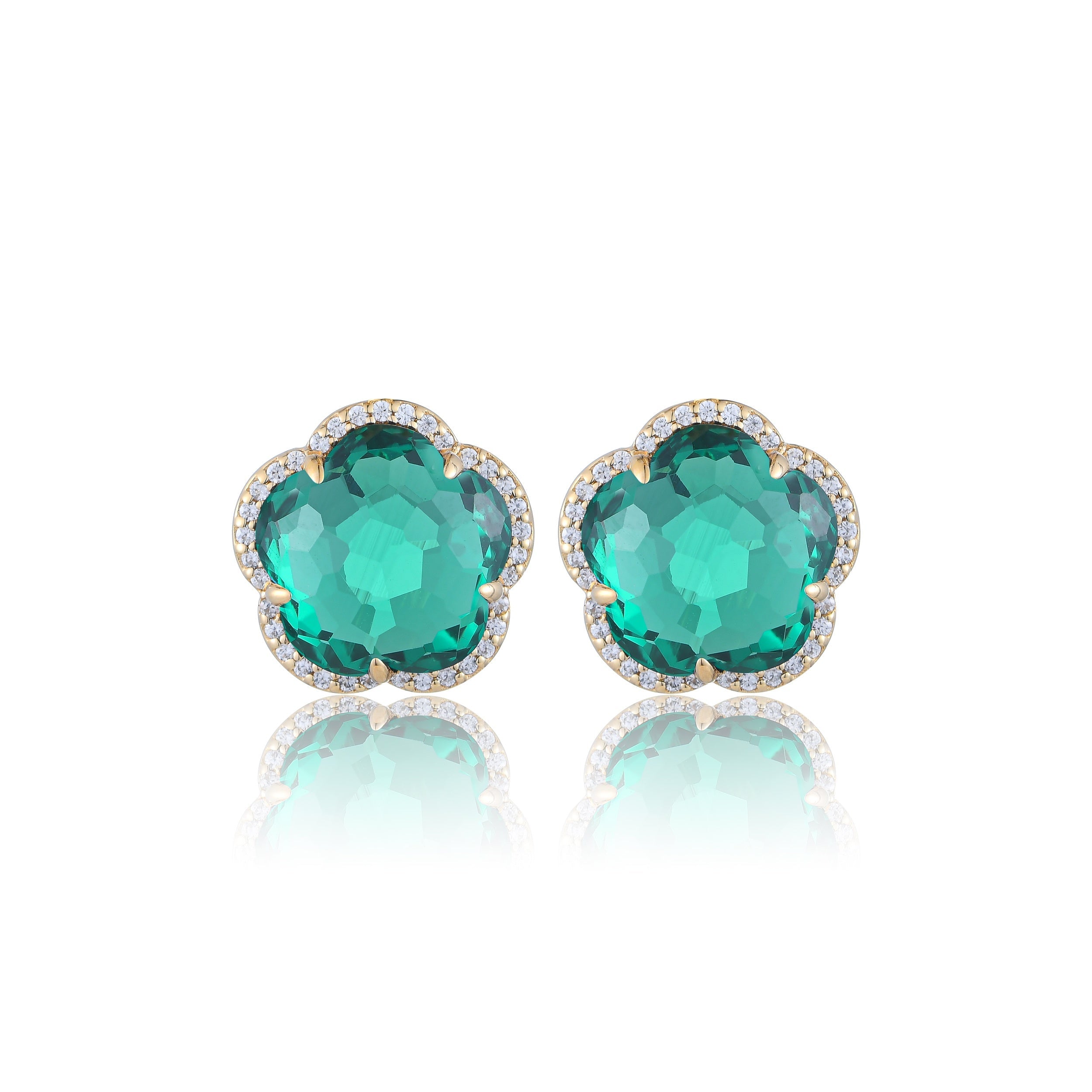 Bloom Emerald-Inferno Stud Earrings