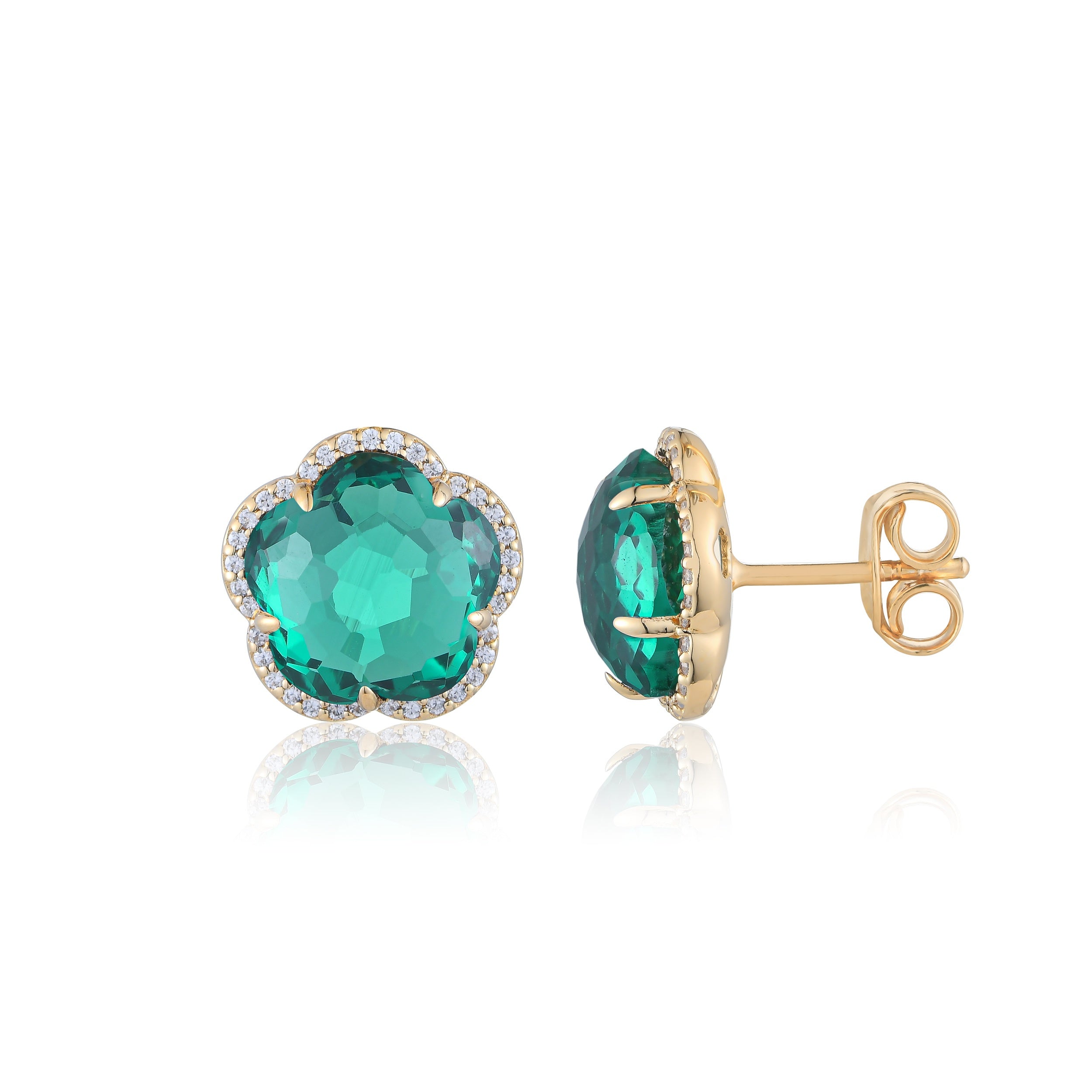 Bloom Emerald-Inferno Stud Earrings
