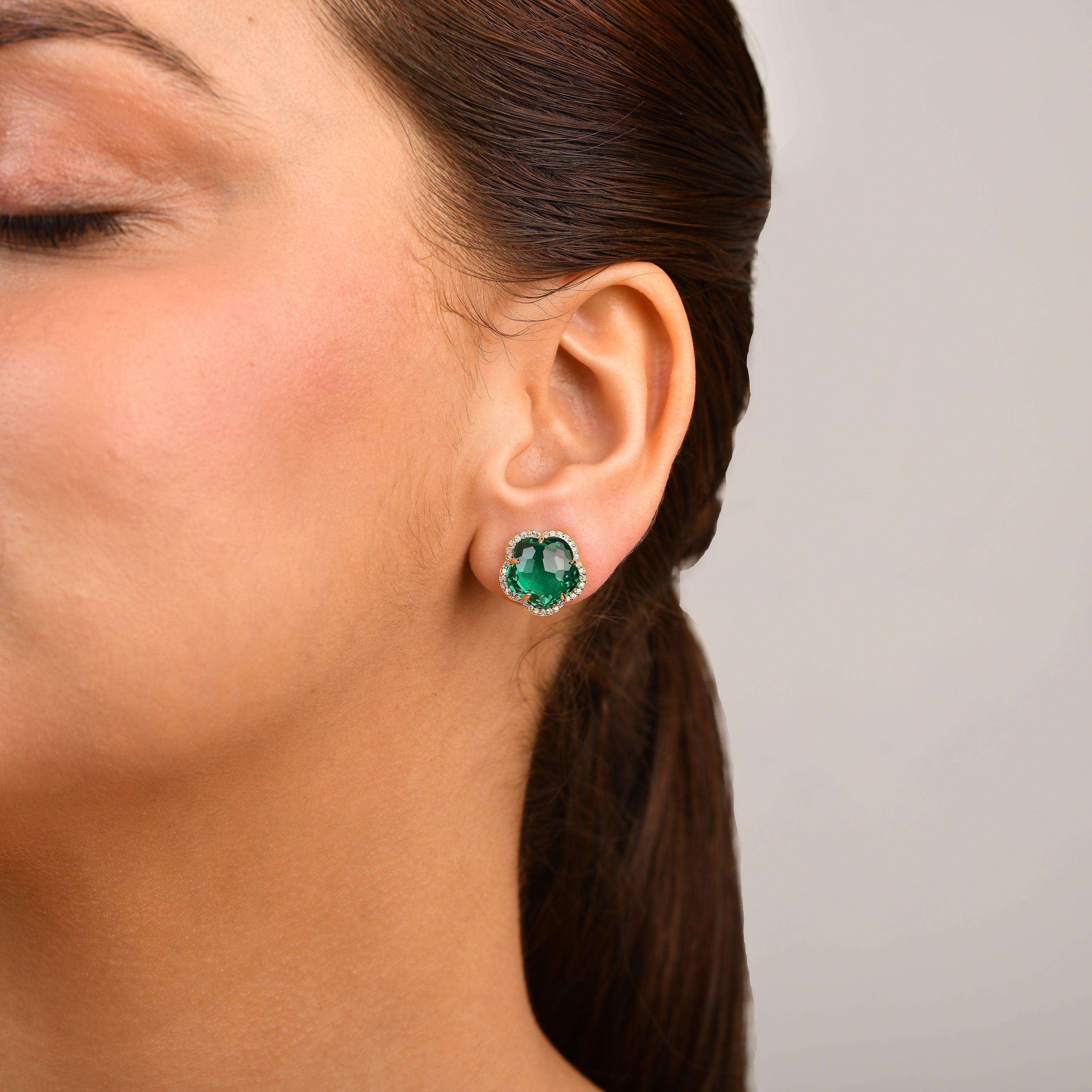 Bloom Emerald-Inferno Stud Earrings