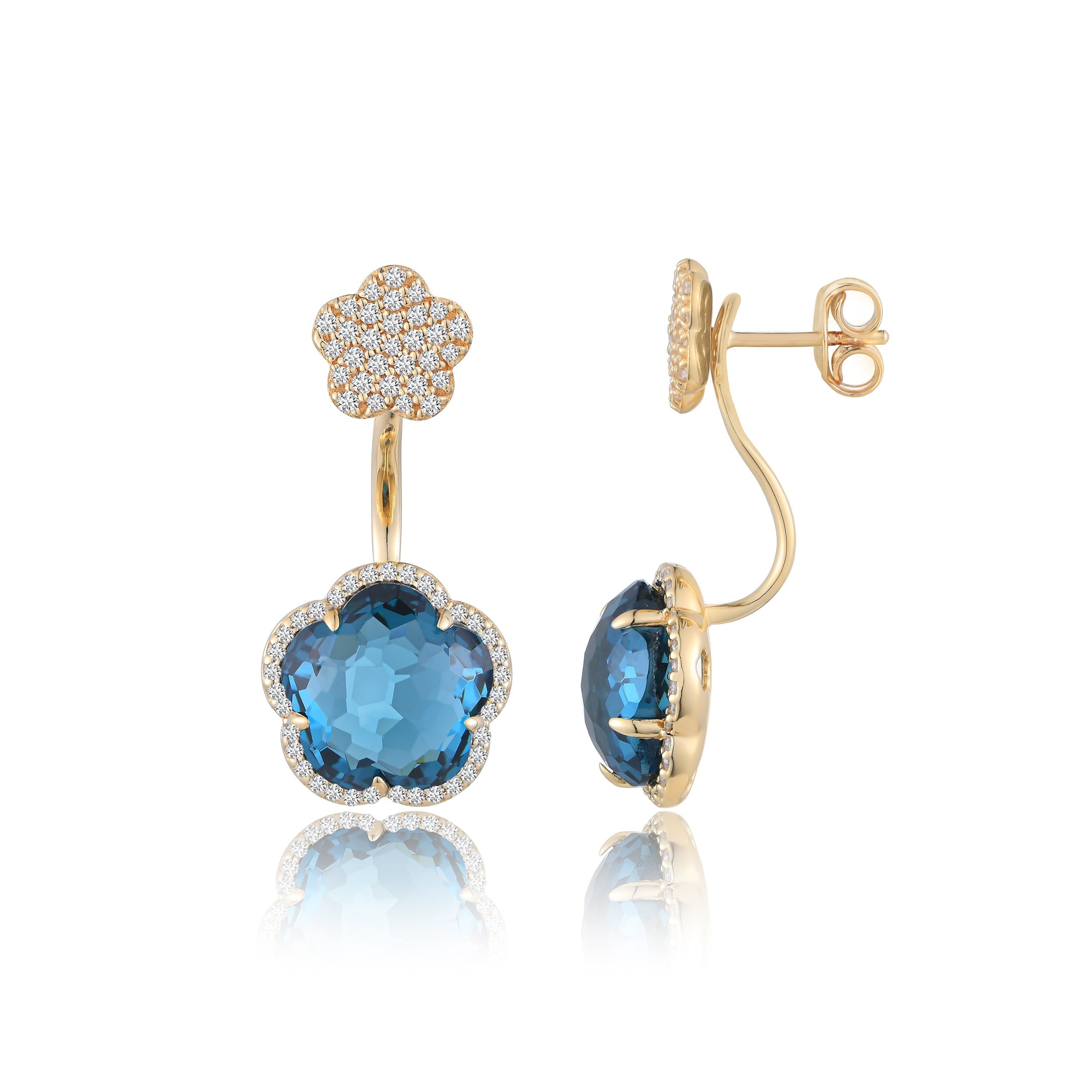 Bloom London Blue Gem Drop Earrings