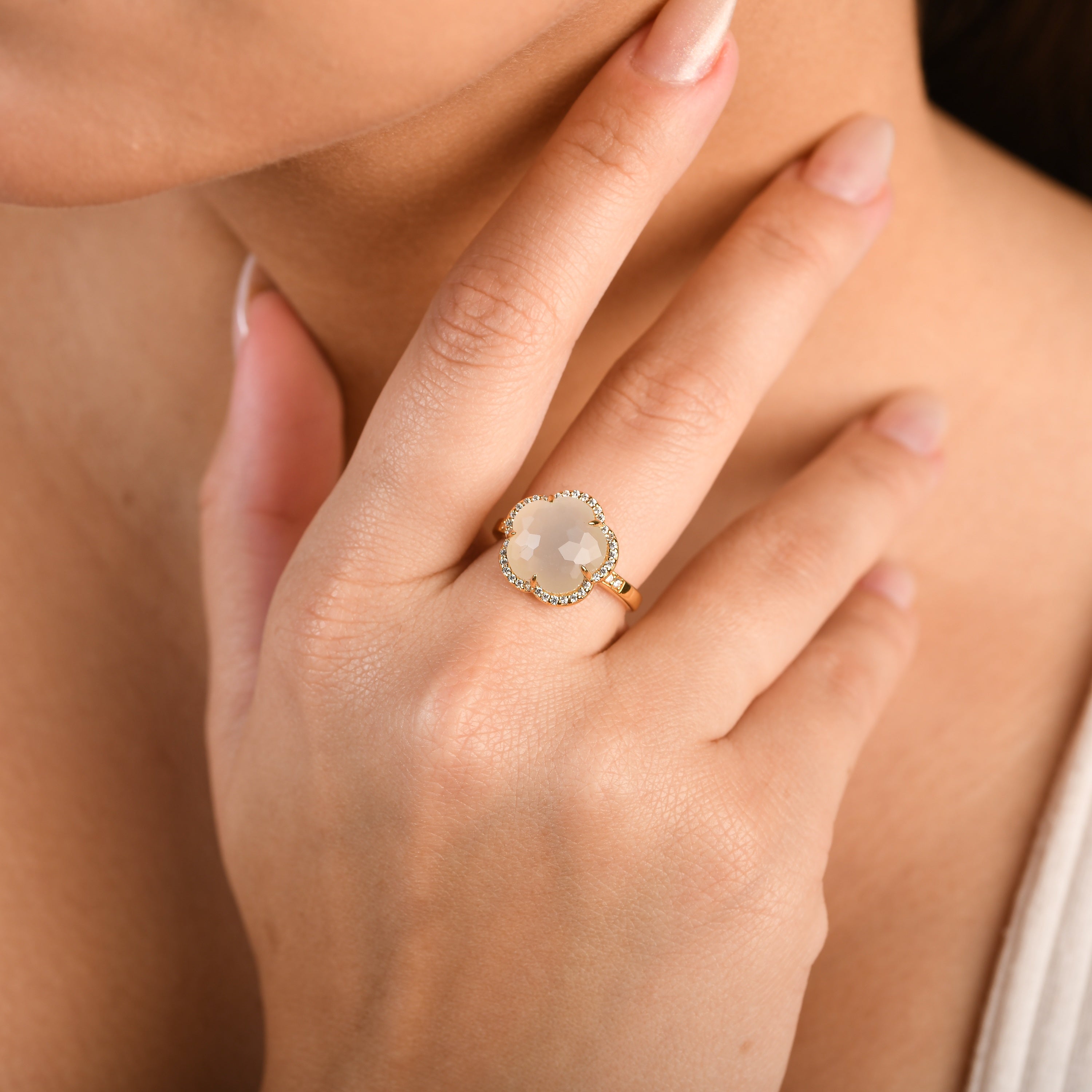 Bloom Milky Quartz Ring