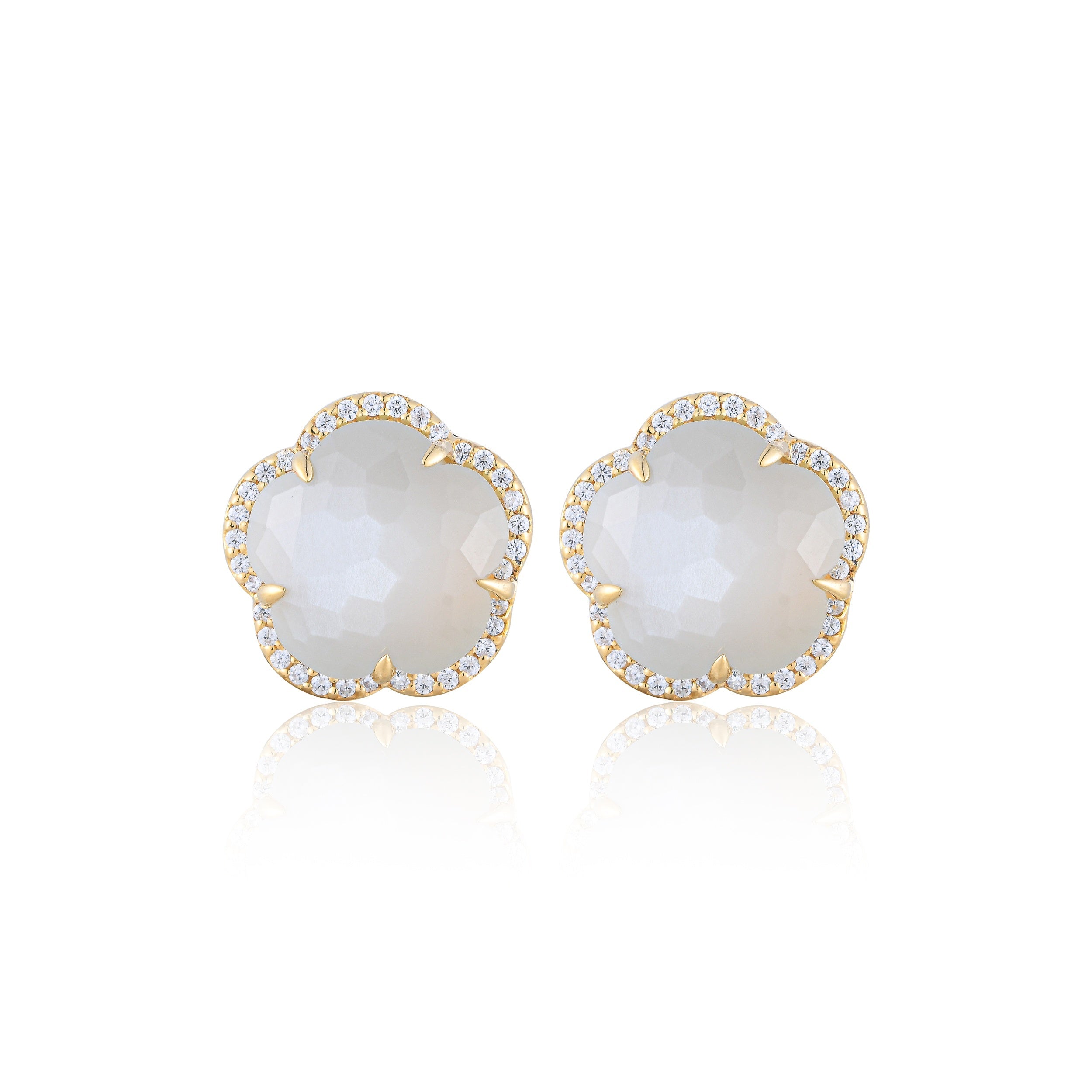 Bloom Milky Quartz Stud Earrings