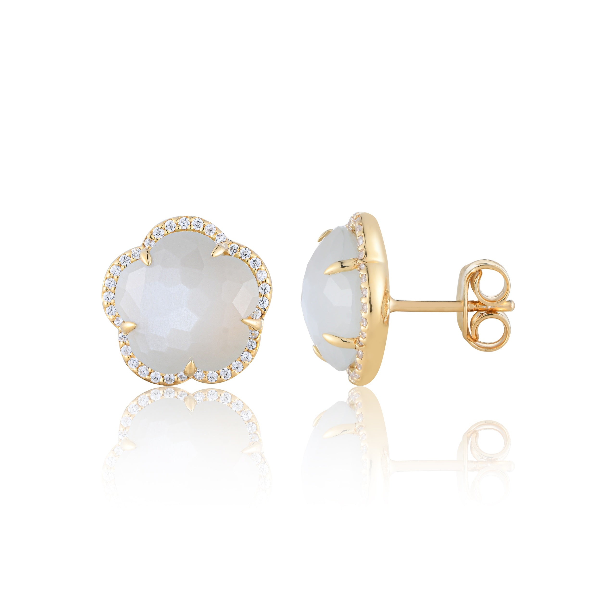 Bloom Milky Quartz Stud Earrings