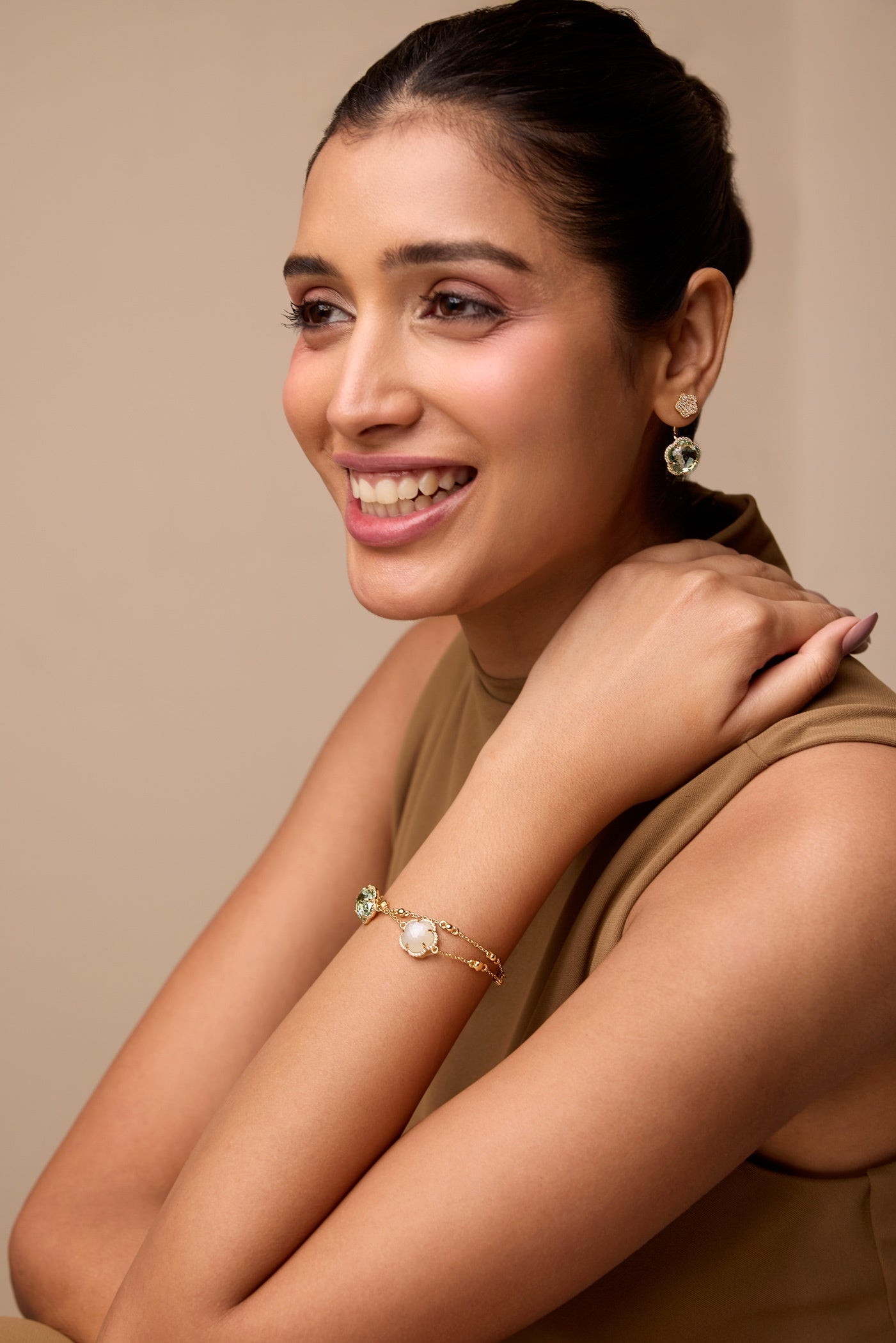 Bloom Prasiolite-Verre Drop Earrings