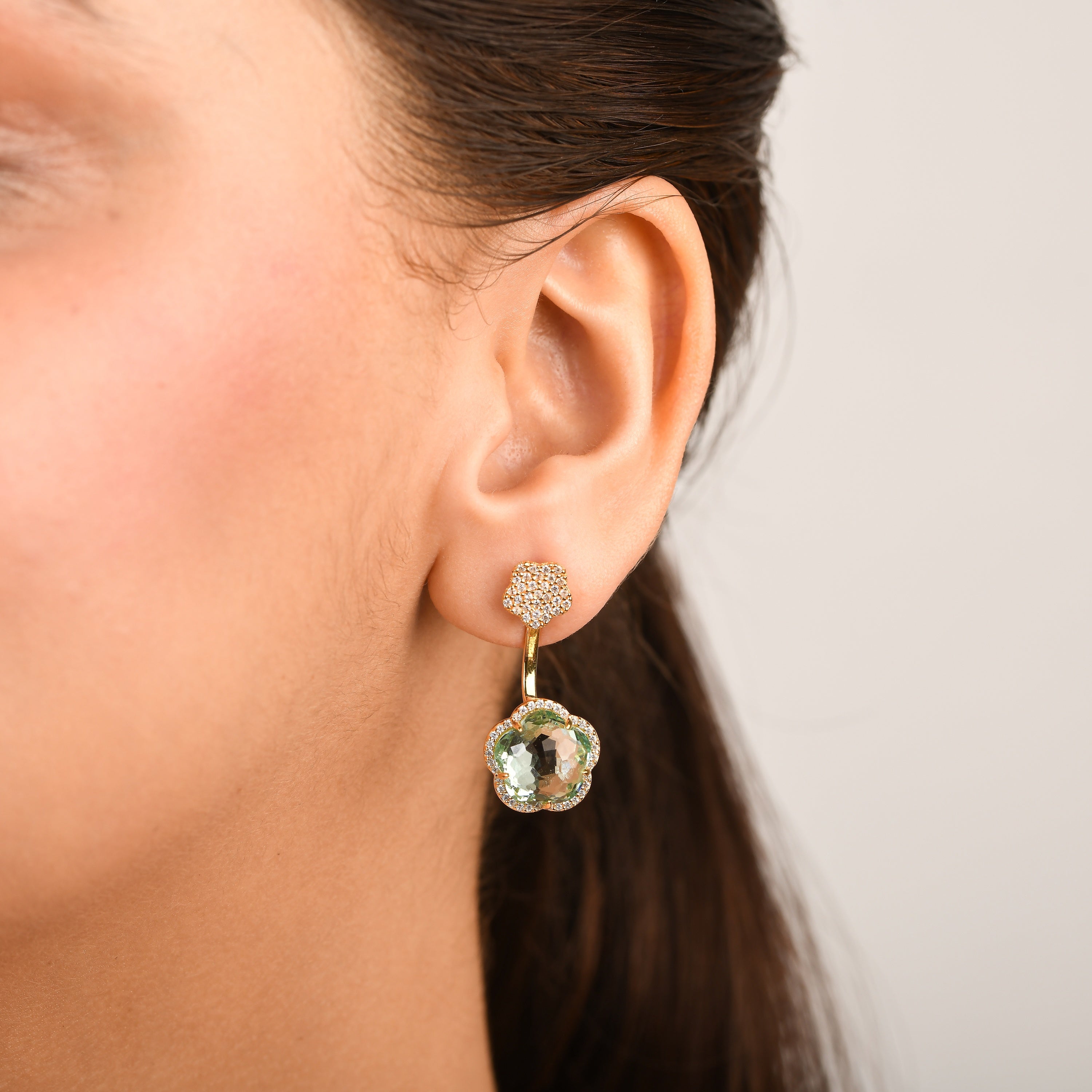 Bloom Prasiolite-Verre Drop Earrings