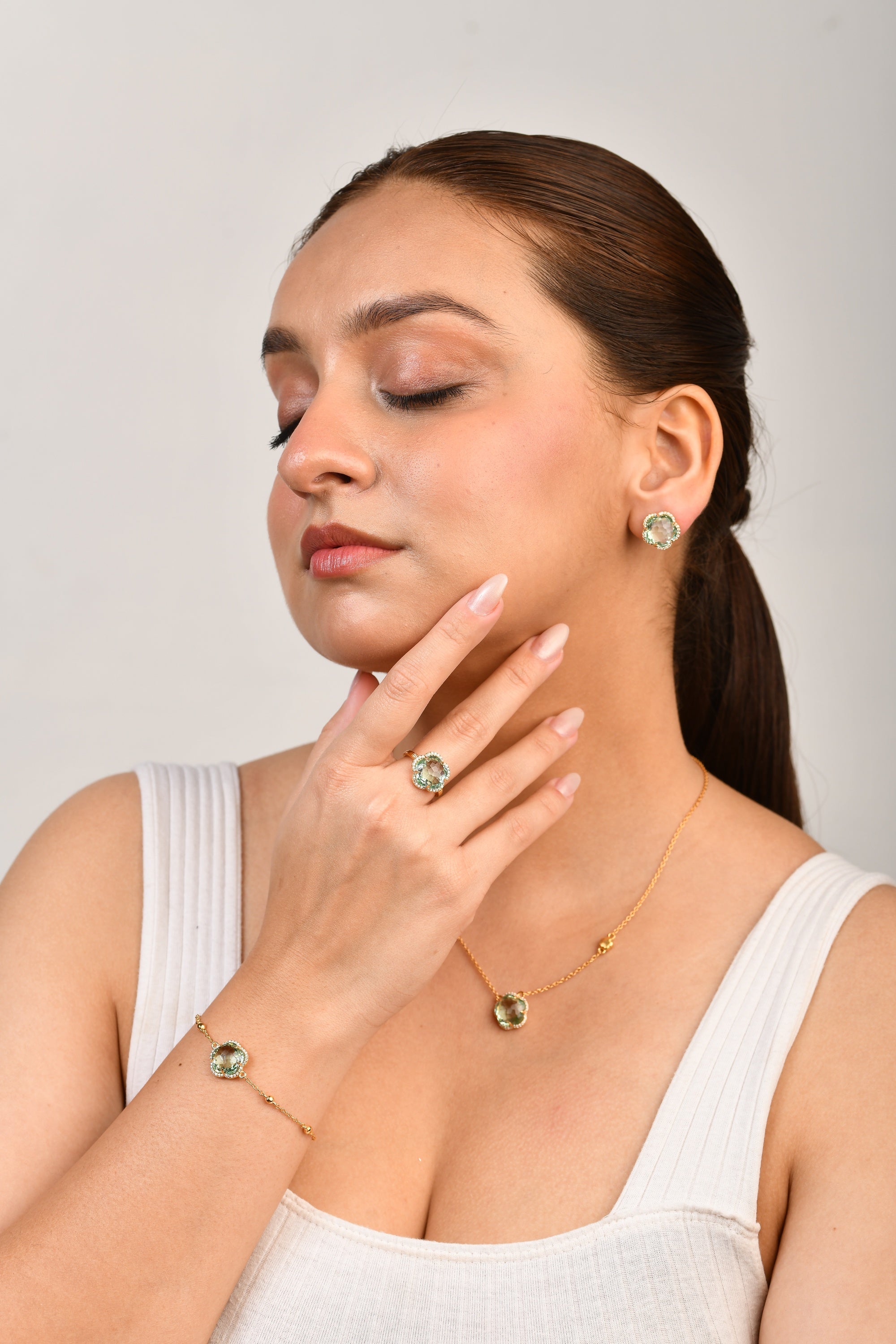 Bloom Prasiolite-Verre Stud Earrings