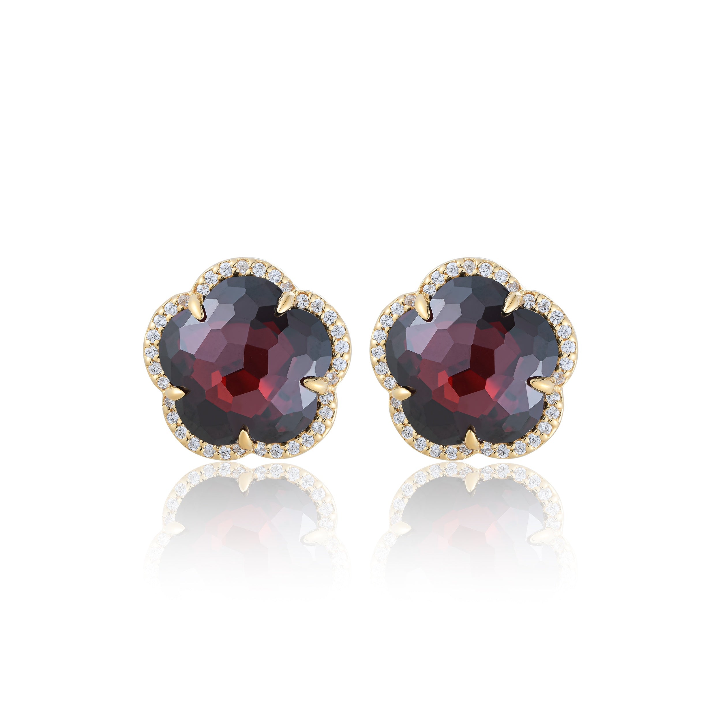 Bloom Red Garnet-Blaze Stud Earrings
