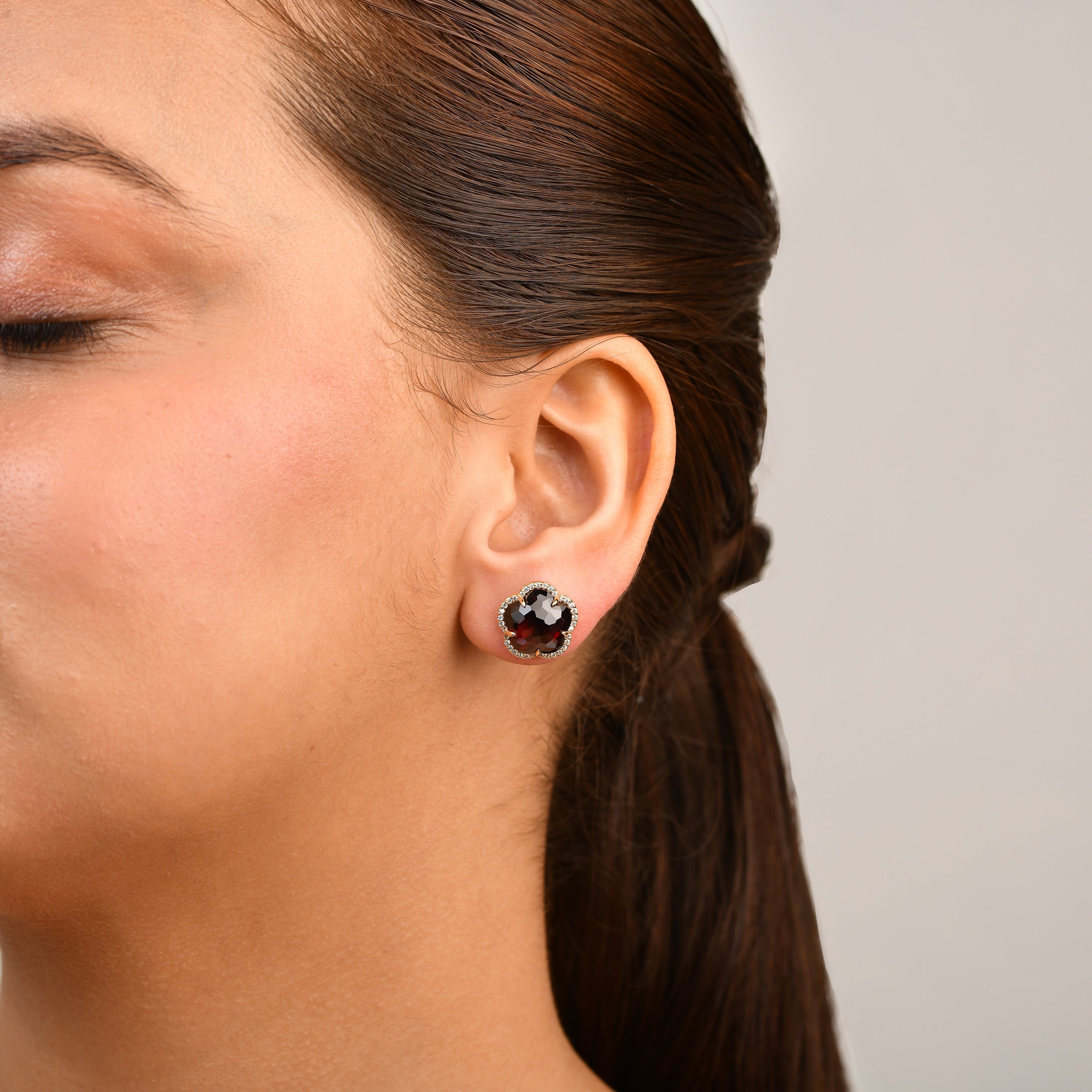Bloom Red Garnet-Blaze Stud Earrings