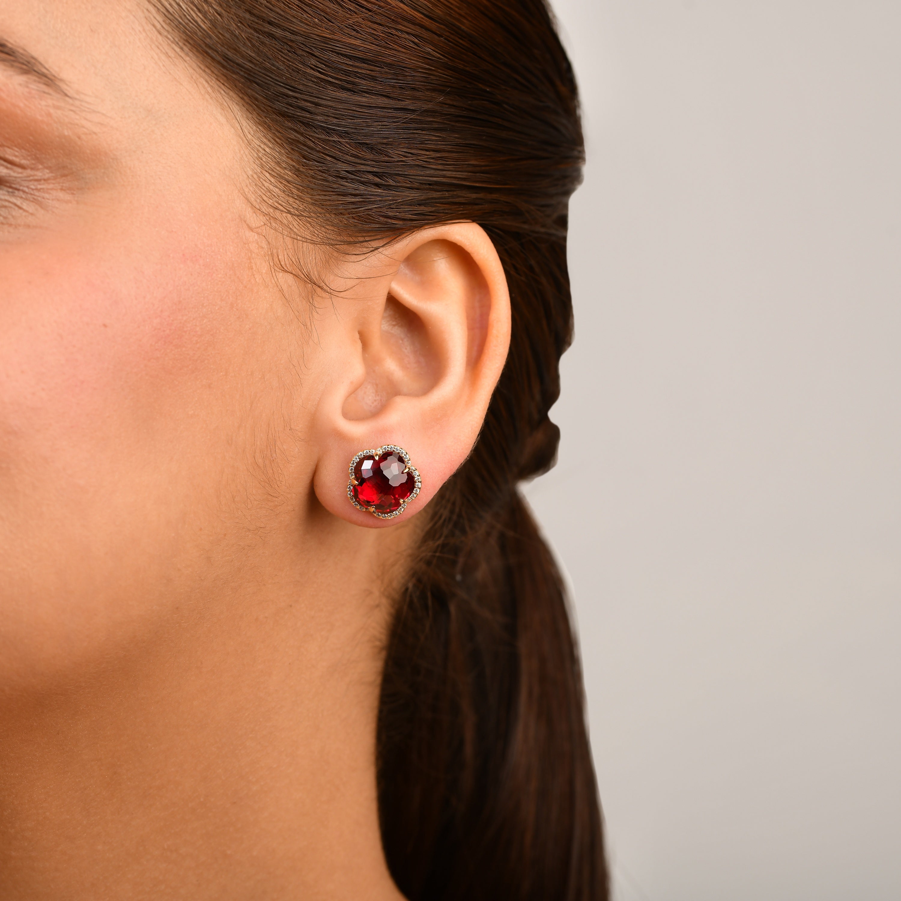 Bloom Ruby-Lume Stud Earrings