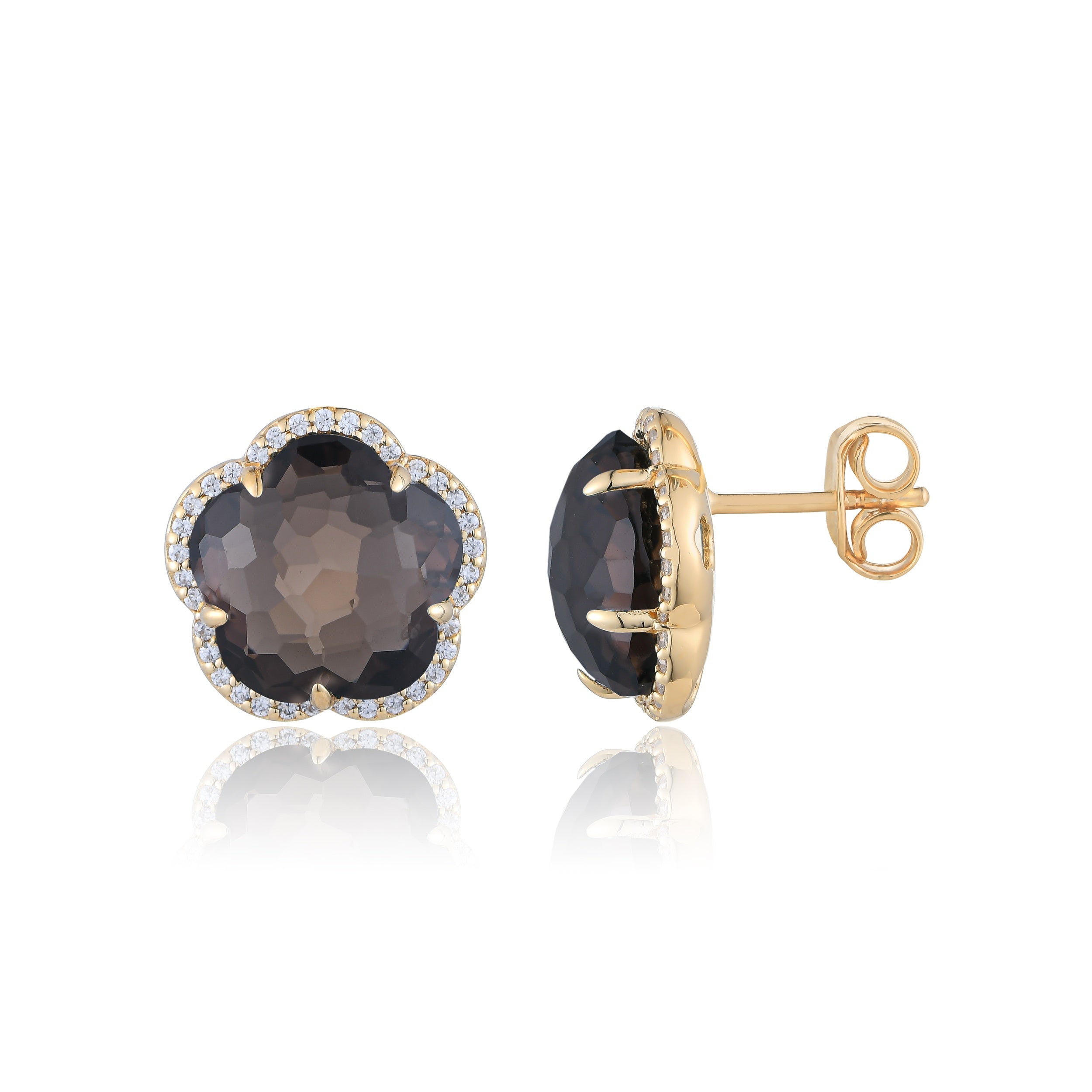 Bloom Smoky Quartz Stud Earrings