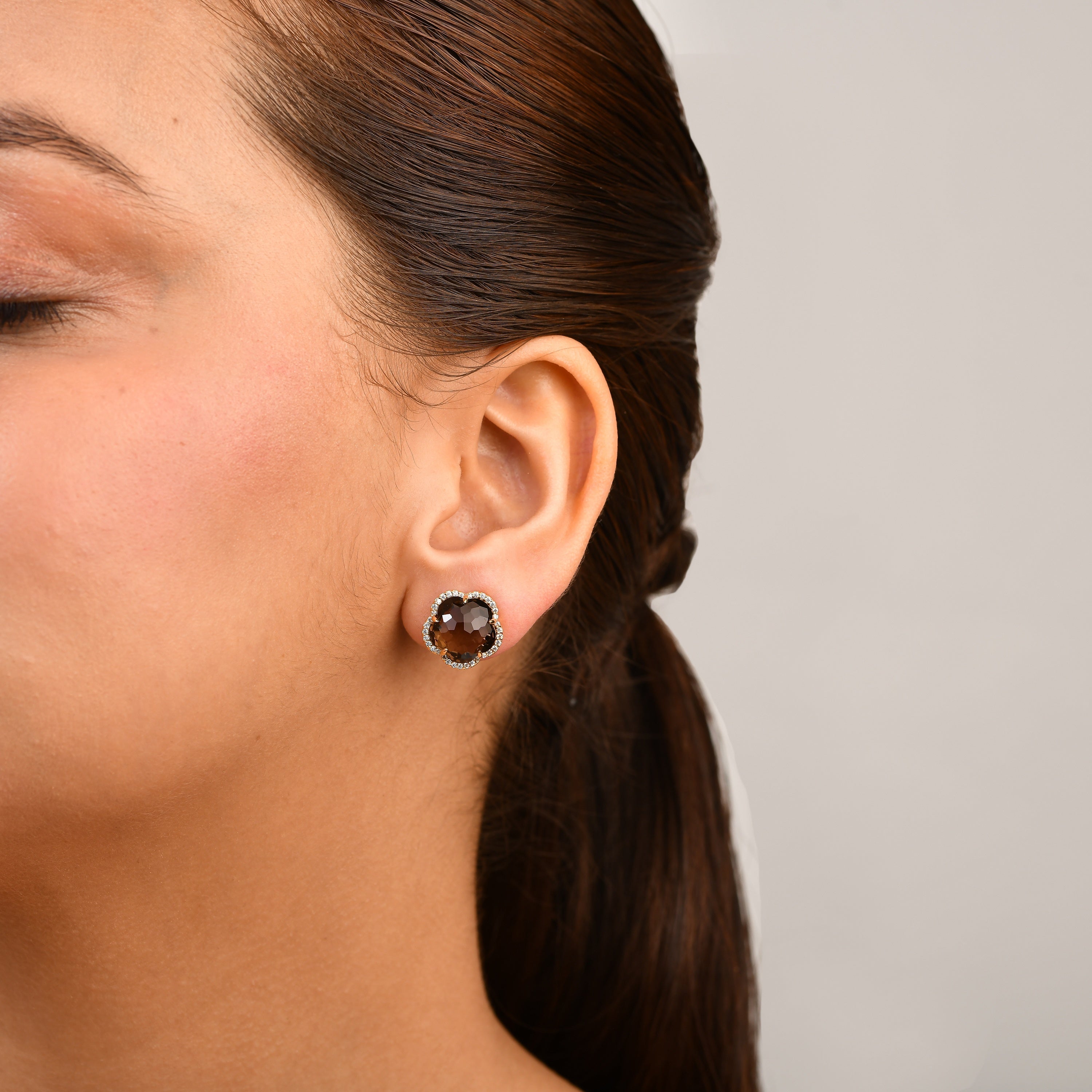 Bloom Smoky Quartz Stud Earrings