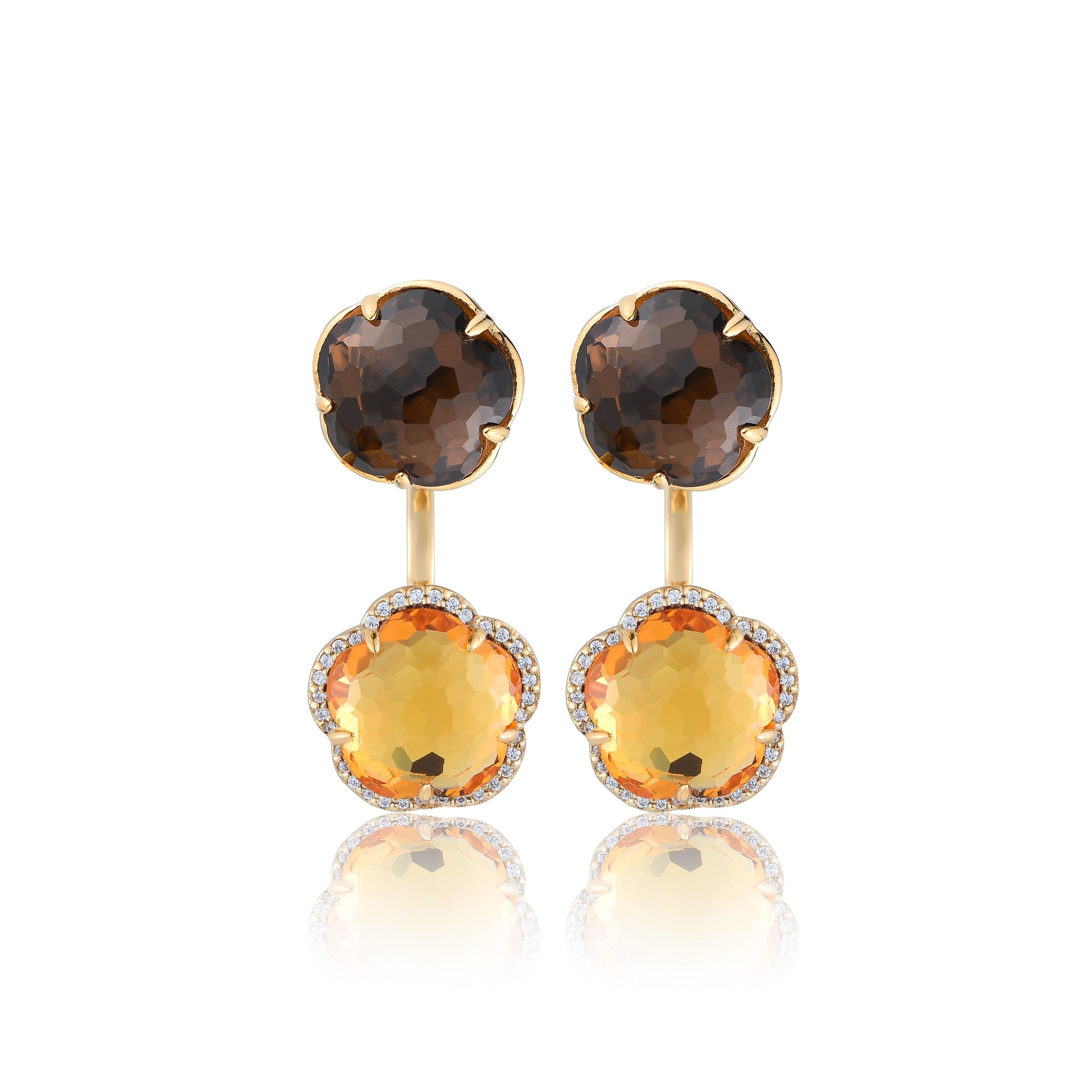 Bloom Twinstone Amber Drop Earrings