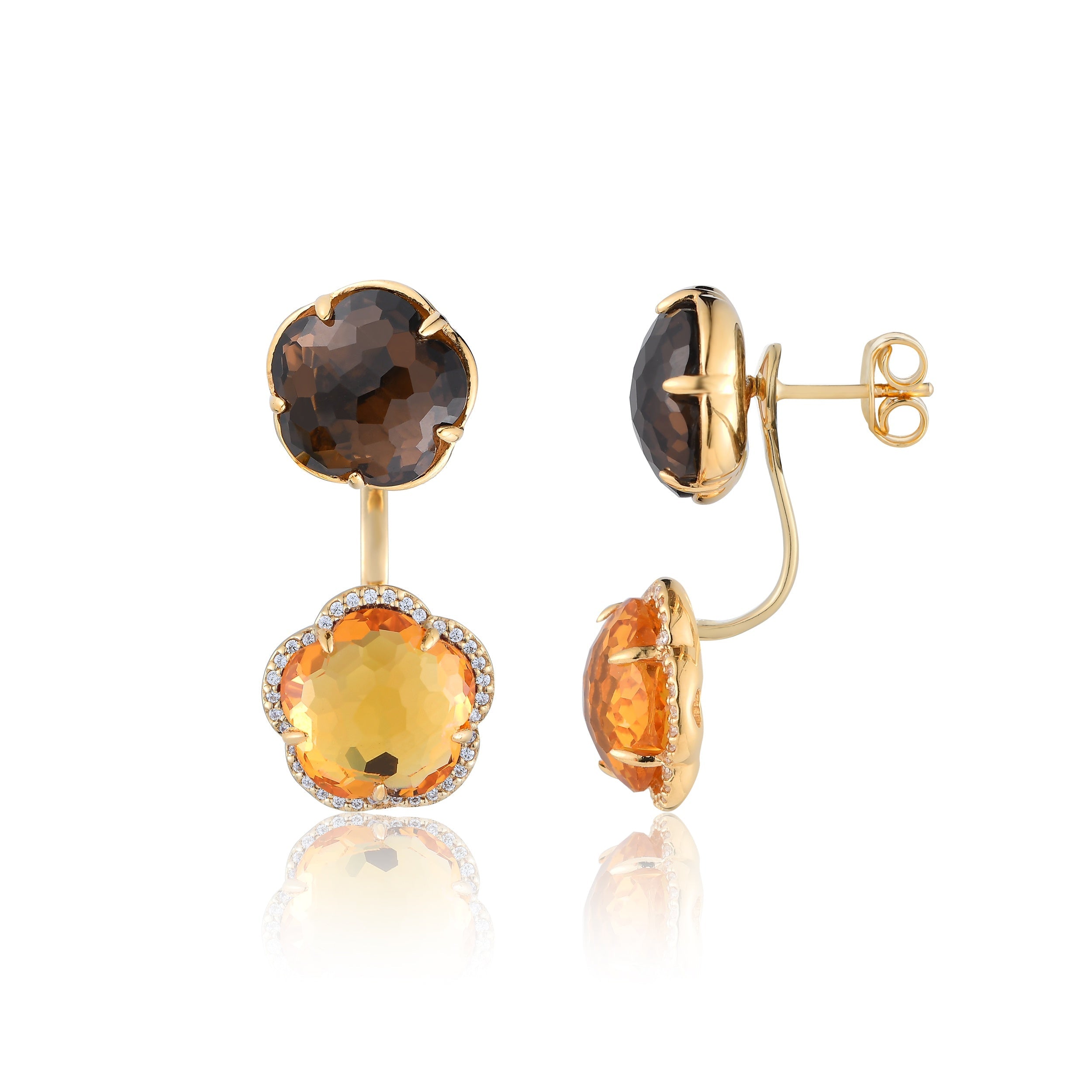 Bloom Twinstone Amber Drop Earrings