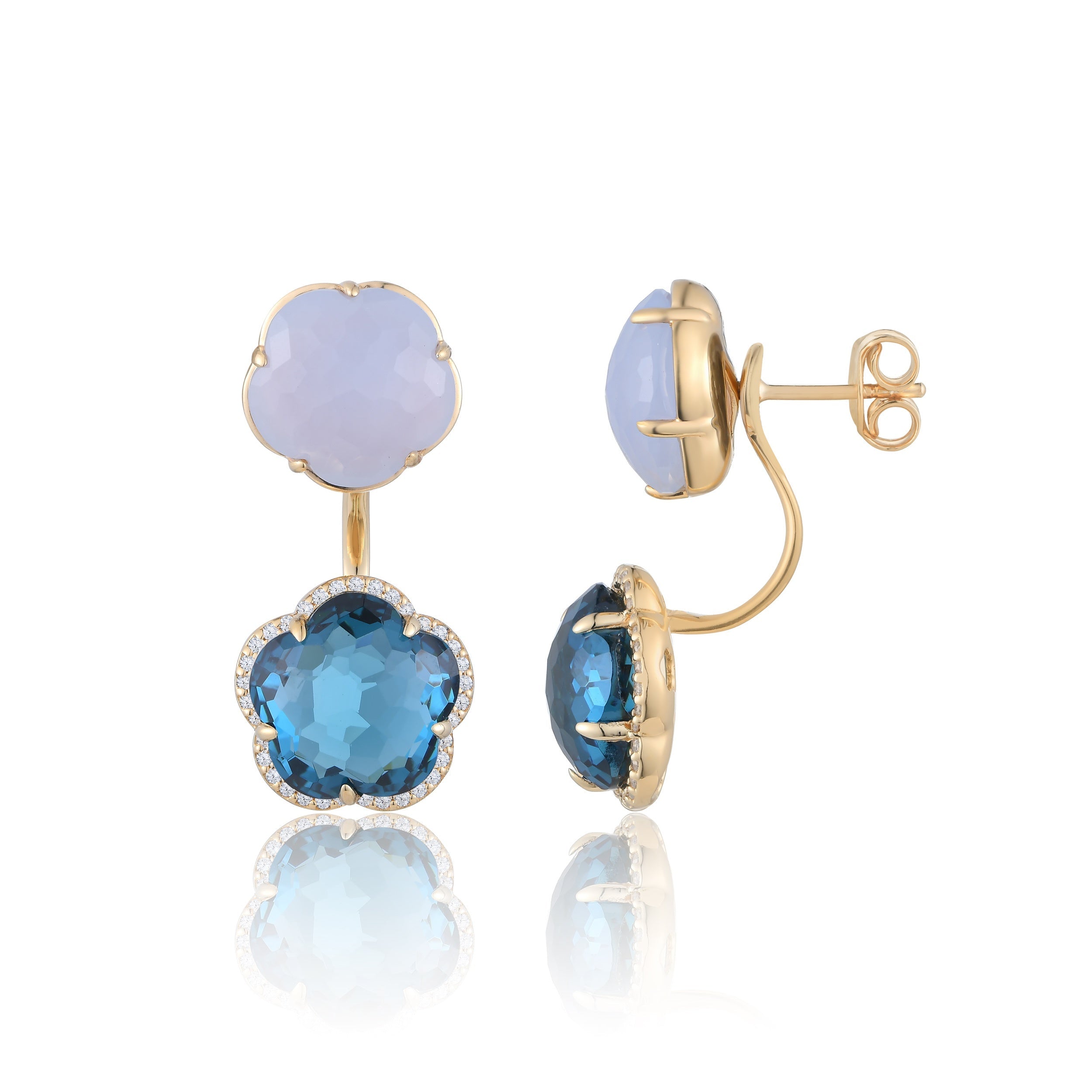 Bloom Twinstone Aqua Drop Earrings