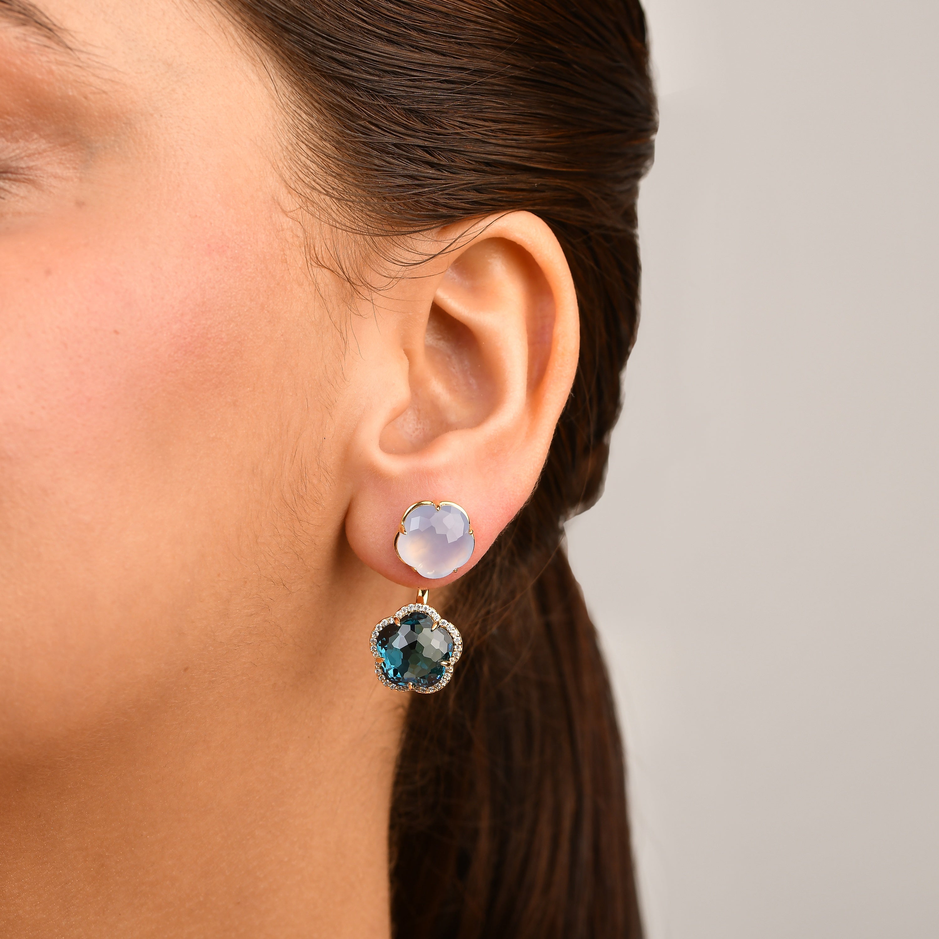 Bloom Twinstone Aqua Drop Earrings