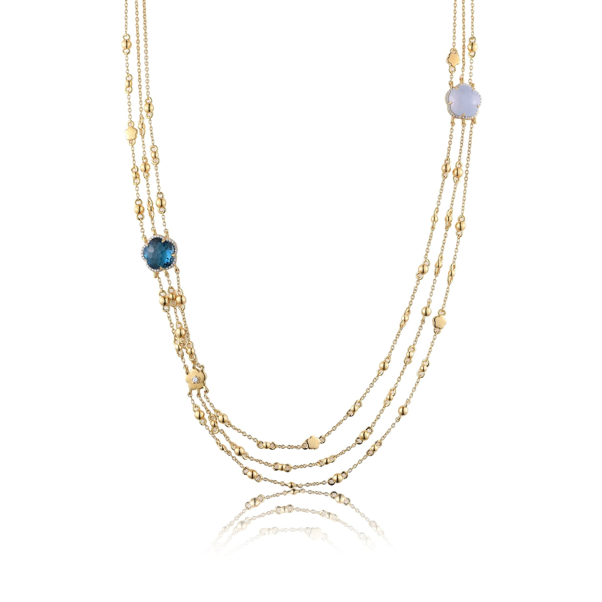 Bloom Twinstone Aqua Necklace
