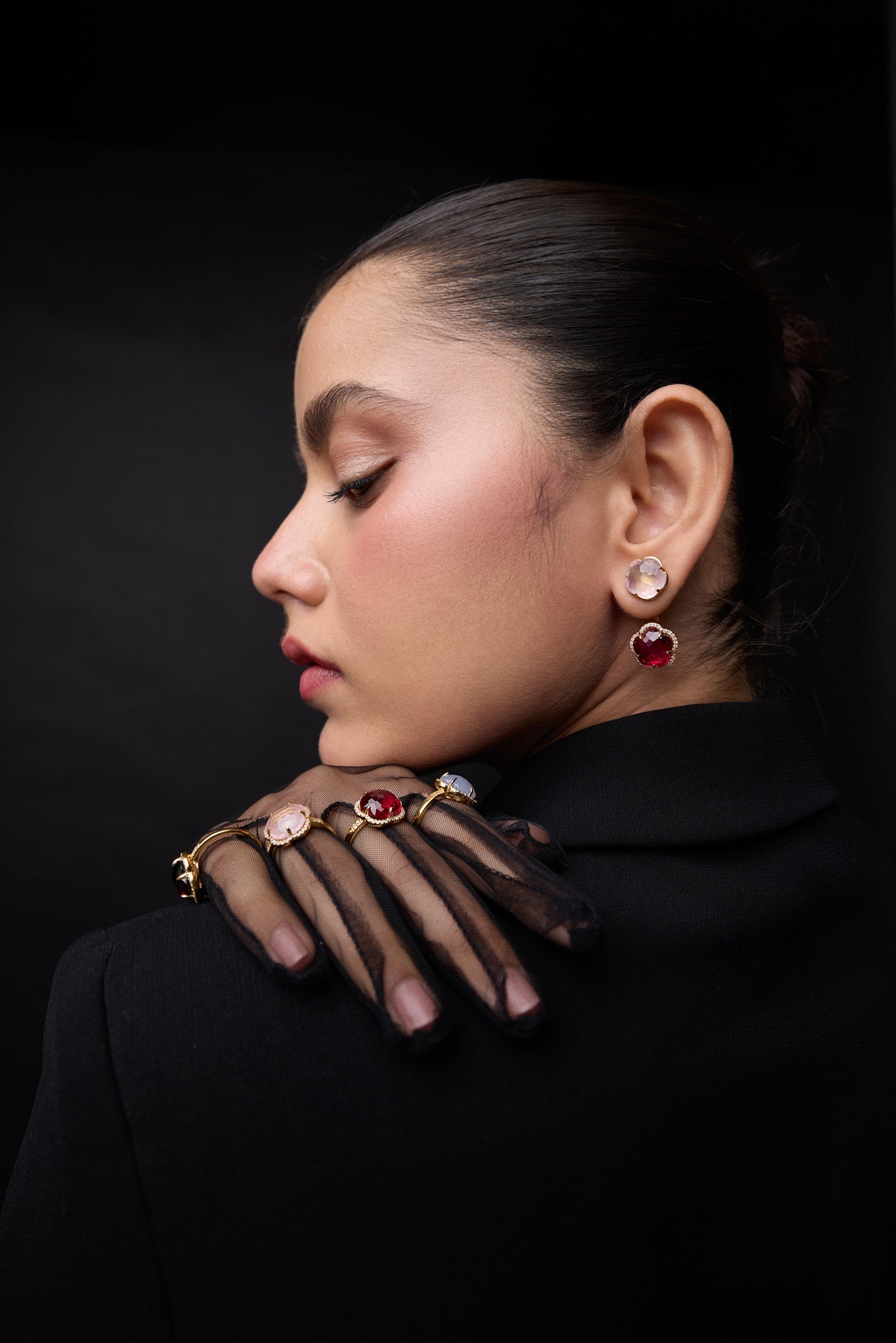 Bloom Twinstone Blush Drop Earrings