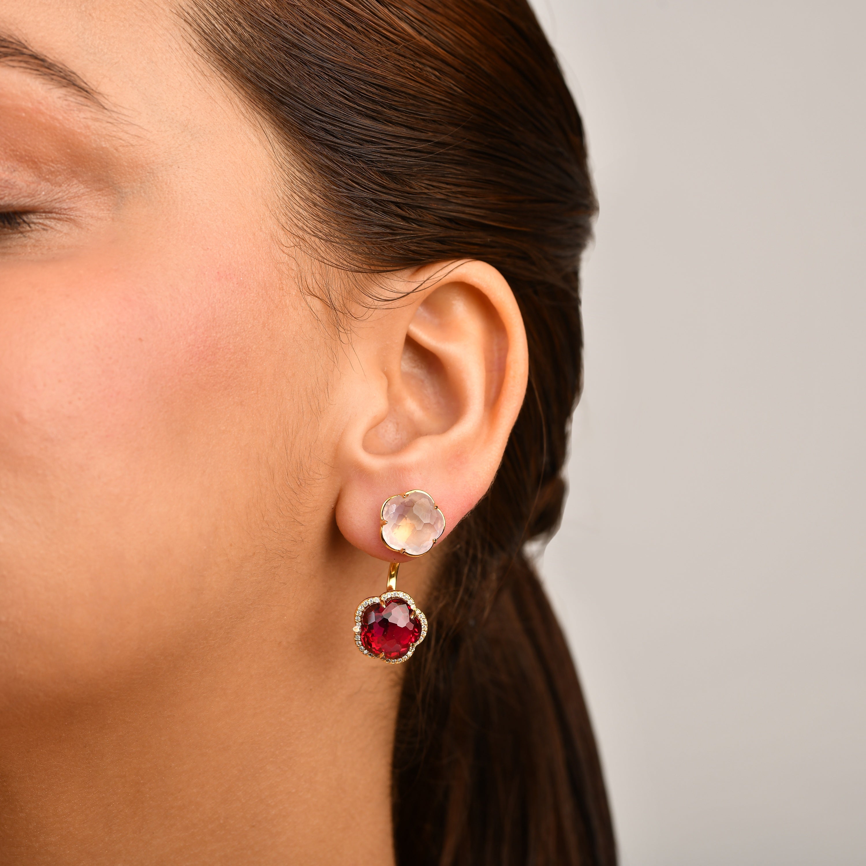 Bloom Twinstone Blush Drop Earrings