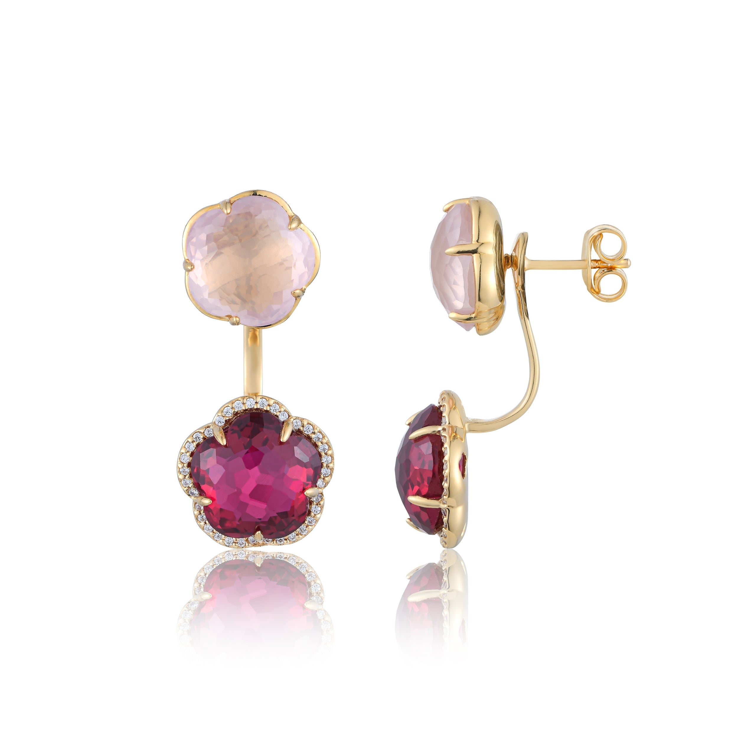 Bloom Twinstone Blush Drop Earrings
