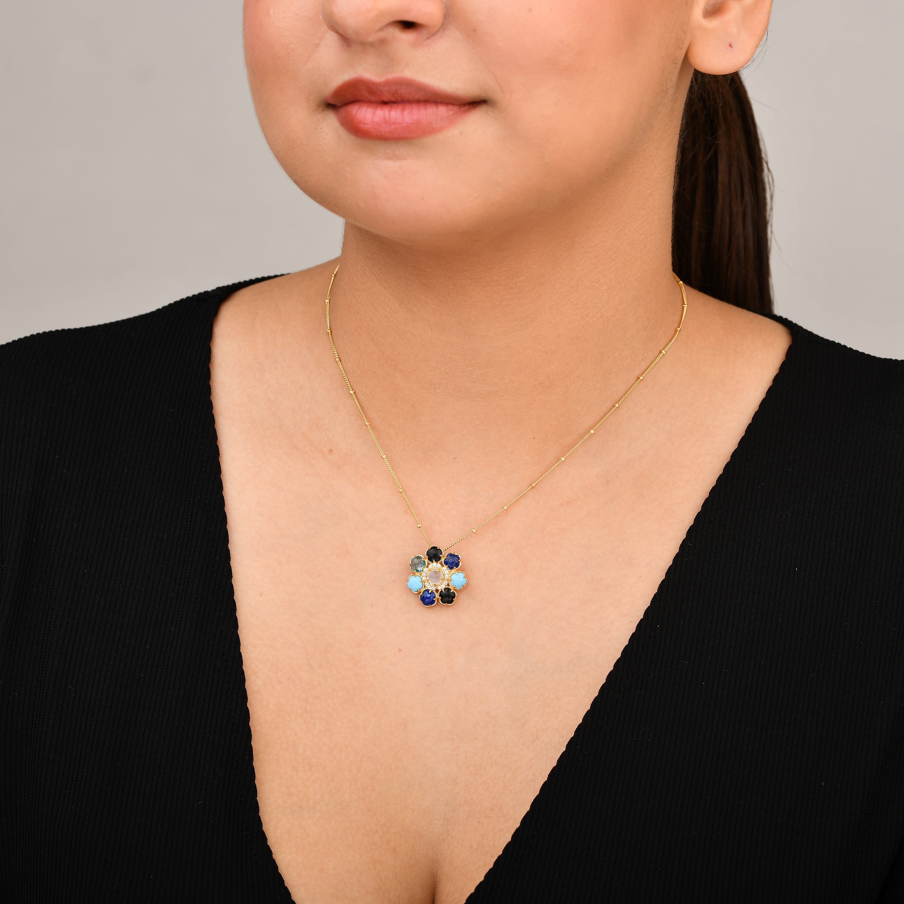 Blossom Azure Cluster Pendant