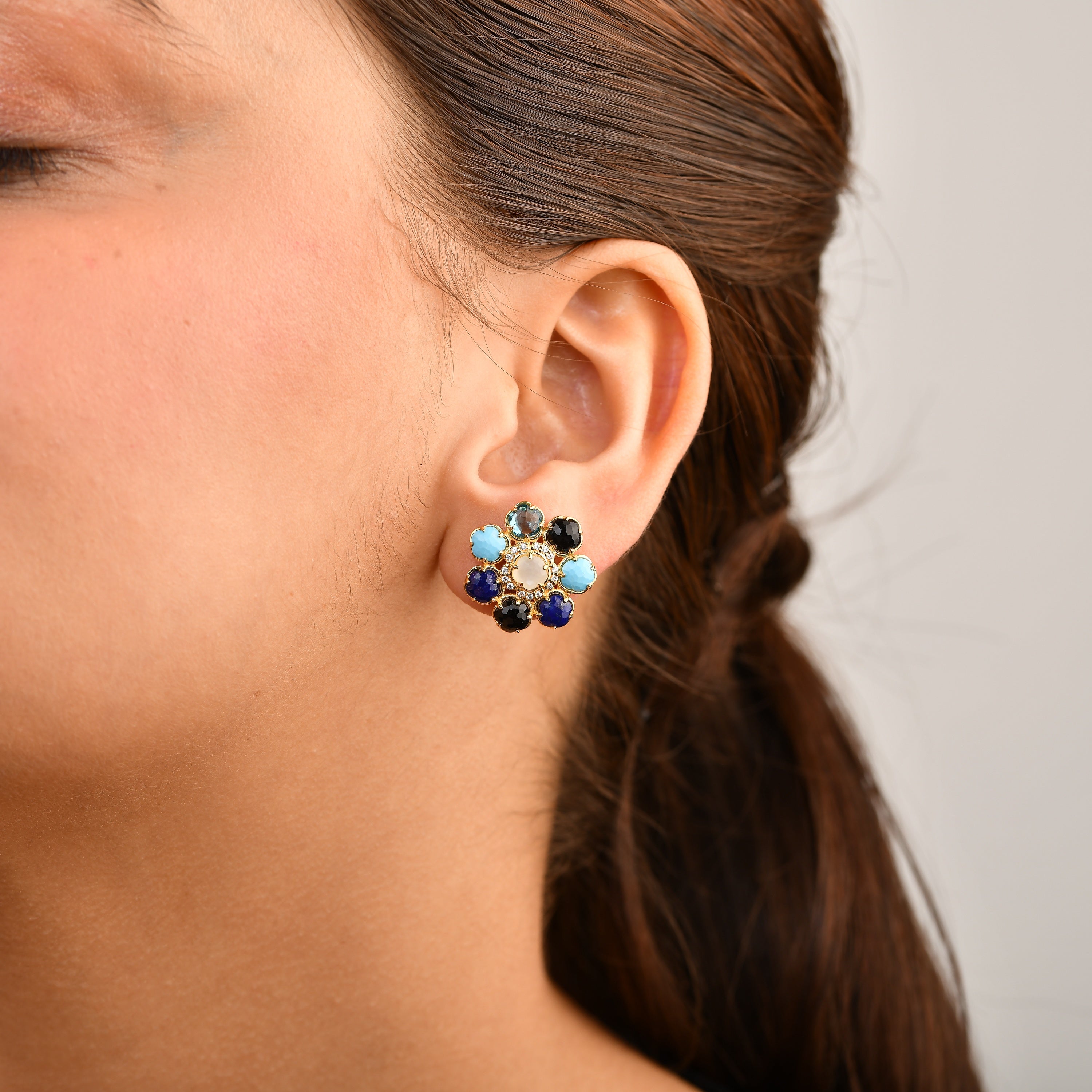 Blossom Azure Cluster Stud Earrings