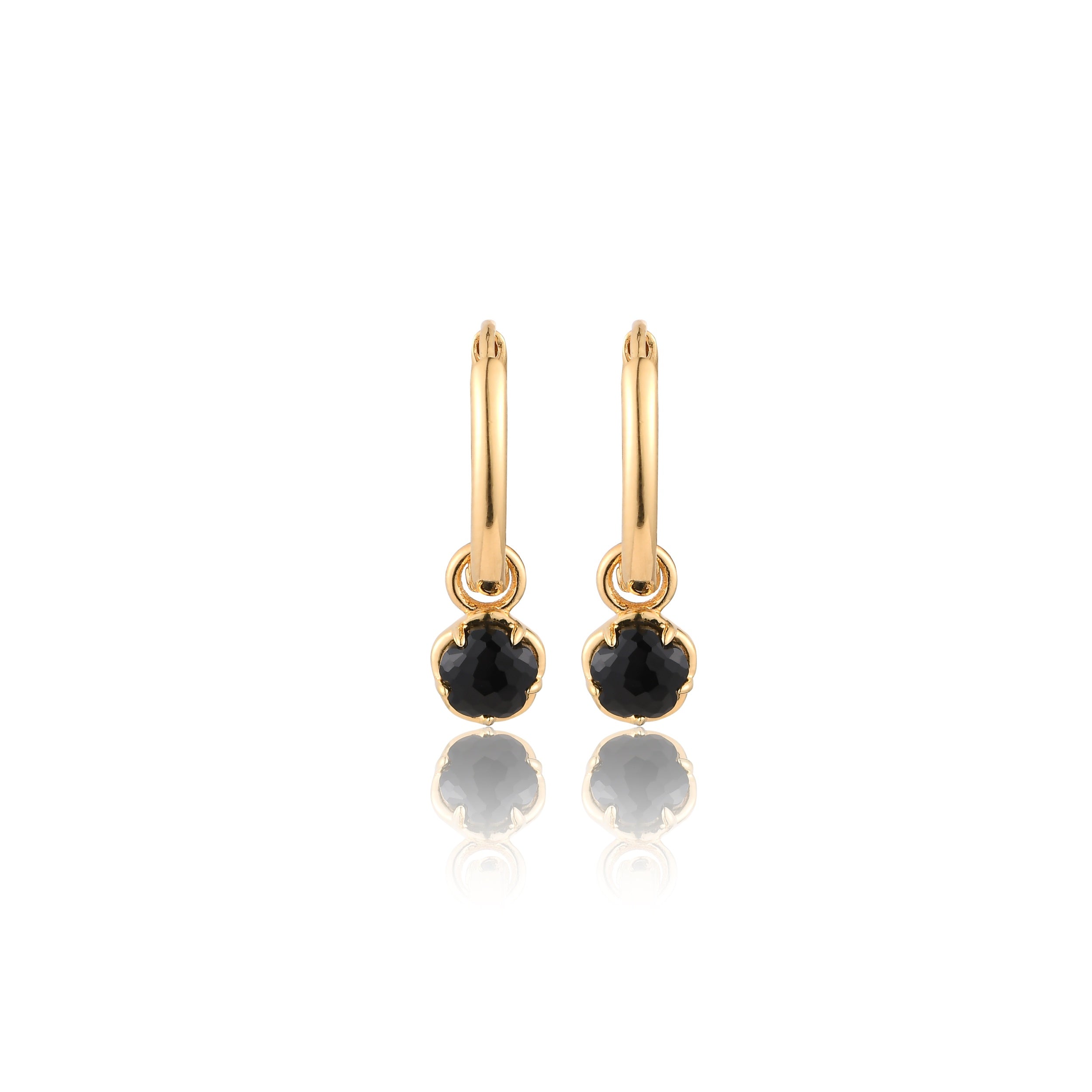 Blossom Black Onyx Dangle Hoop Earrings