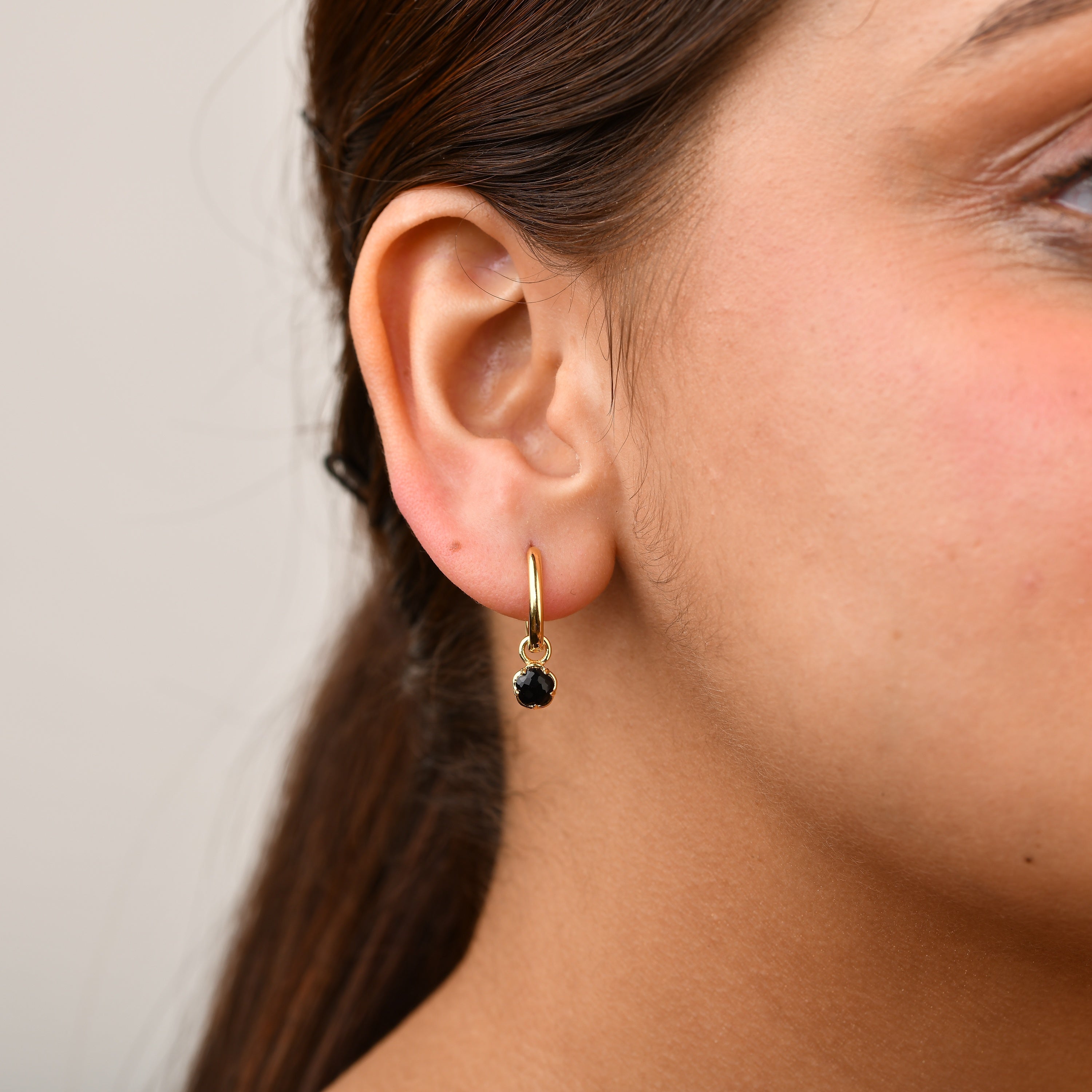 Blossom Black Onyx Dangle Hoop Earrings