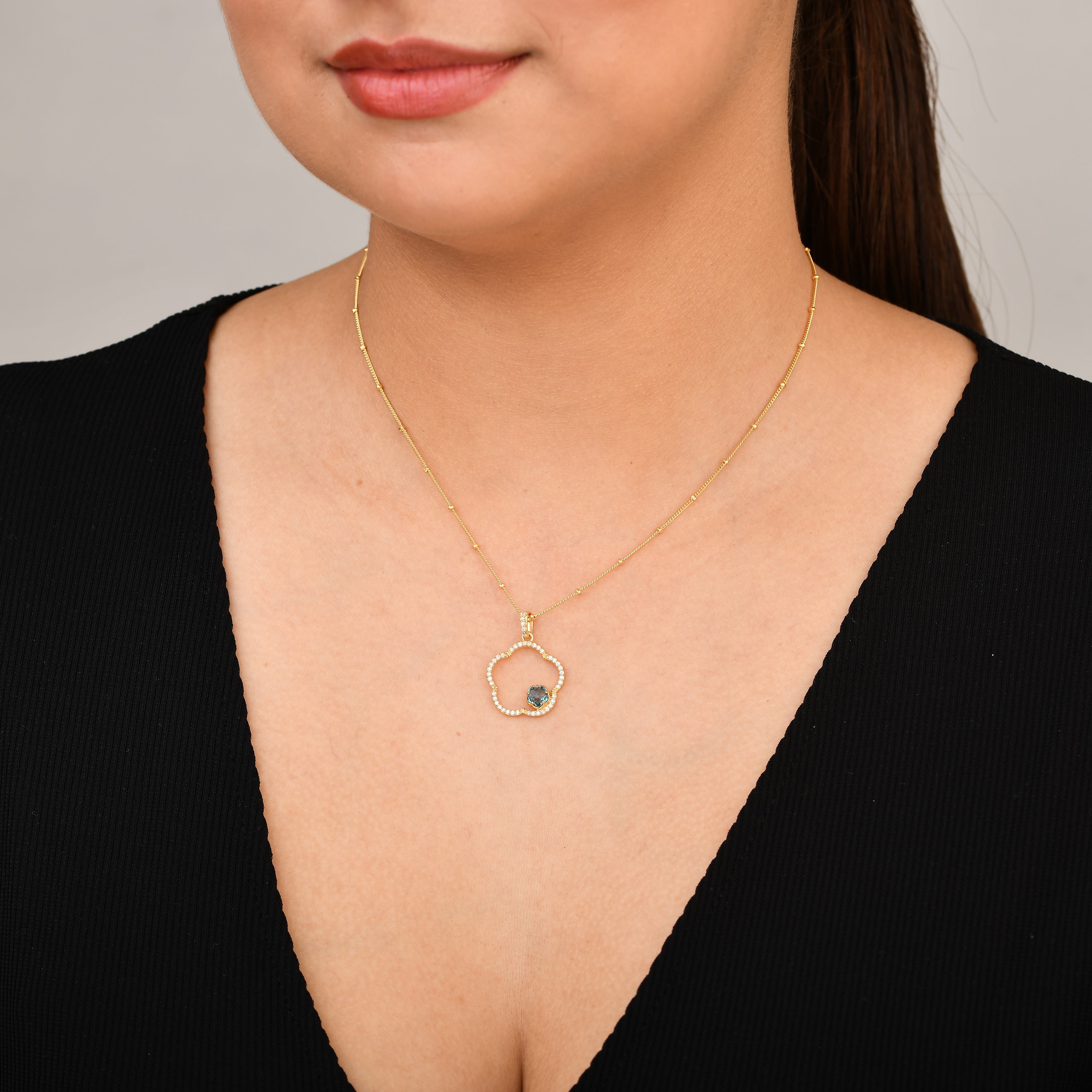 Blossom Floret London Blue Gem Pendant