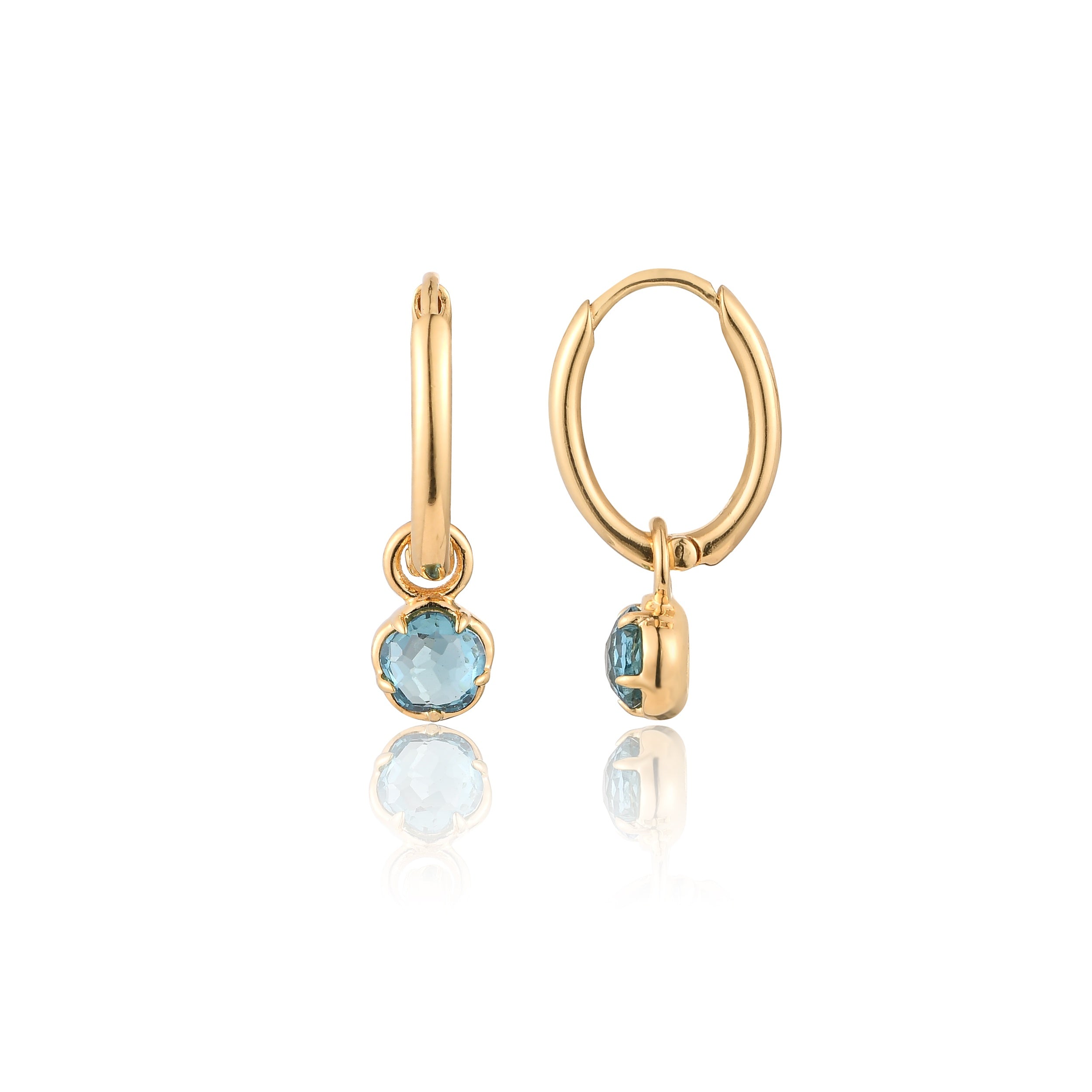 Blossom London Blue Gem Dangle Hoop Earrings