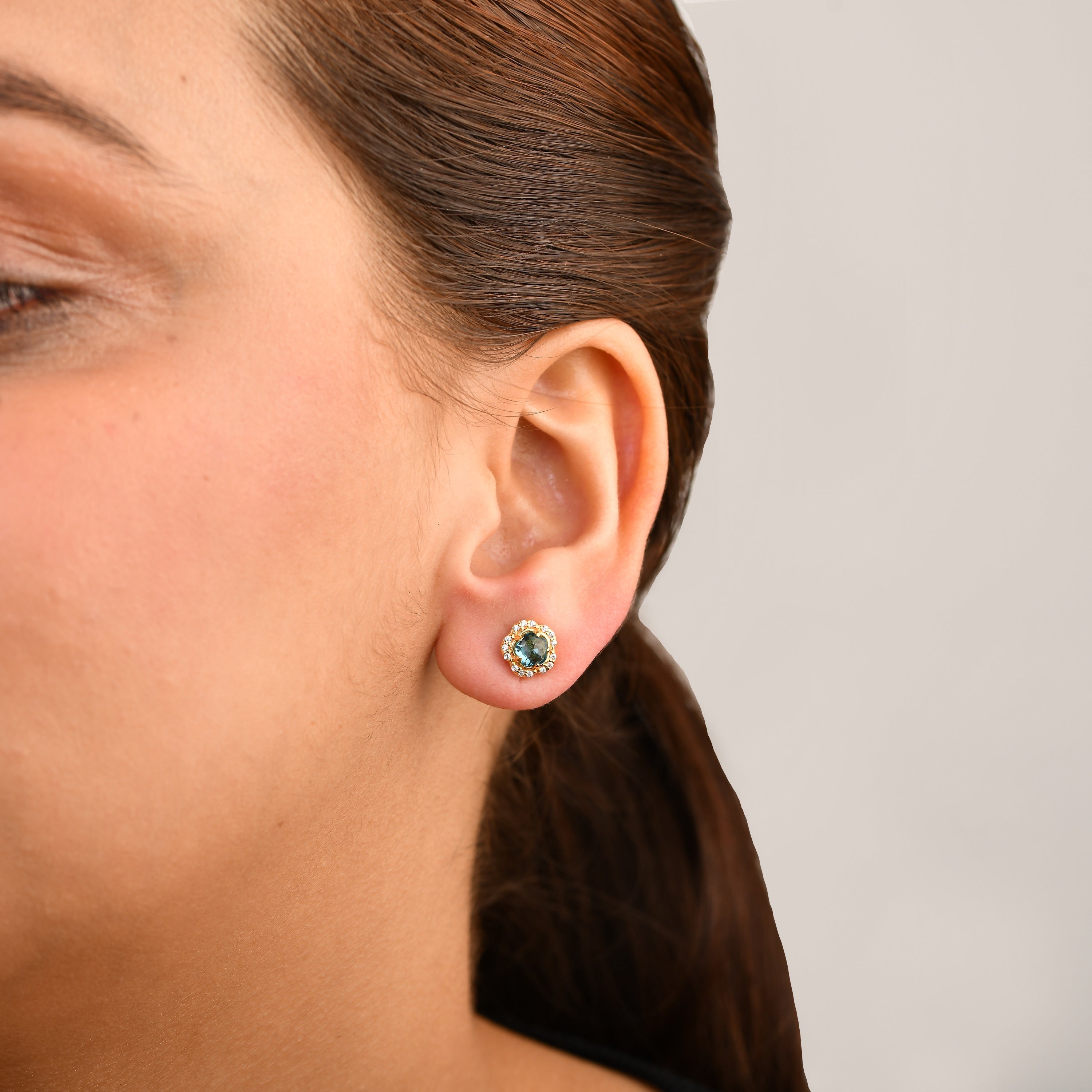 Blossom London Blue Gem Stud Earrings