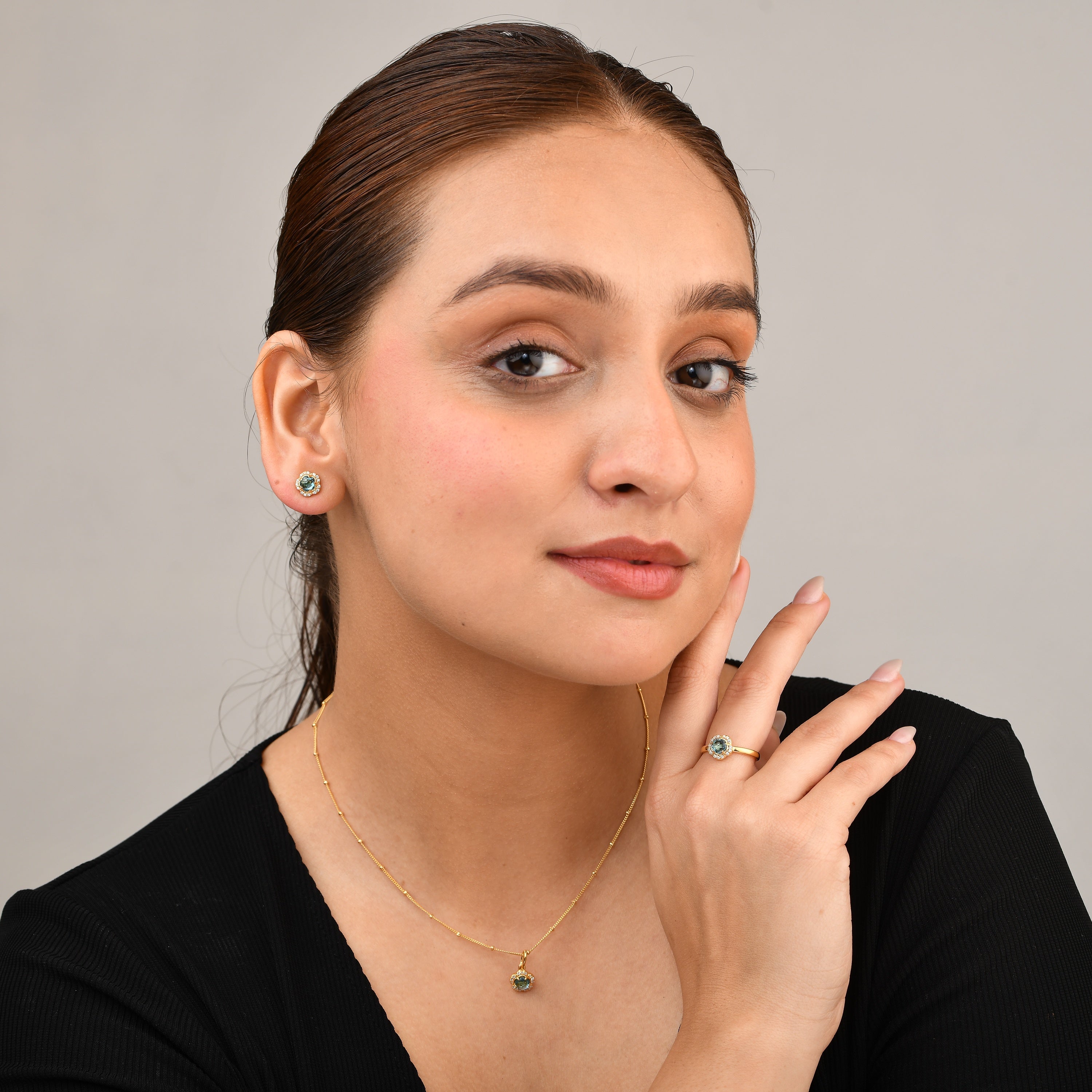 Blossom London Blue Gem Stud Earrings