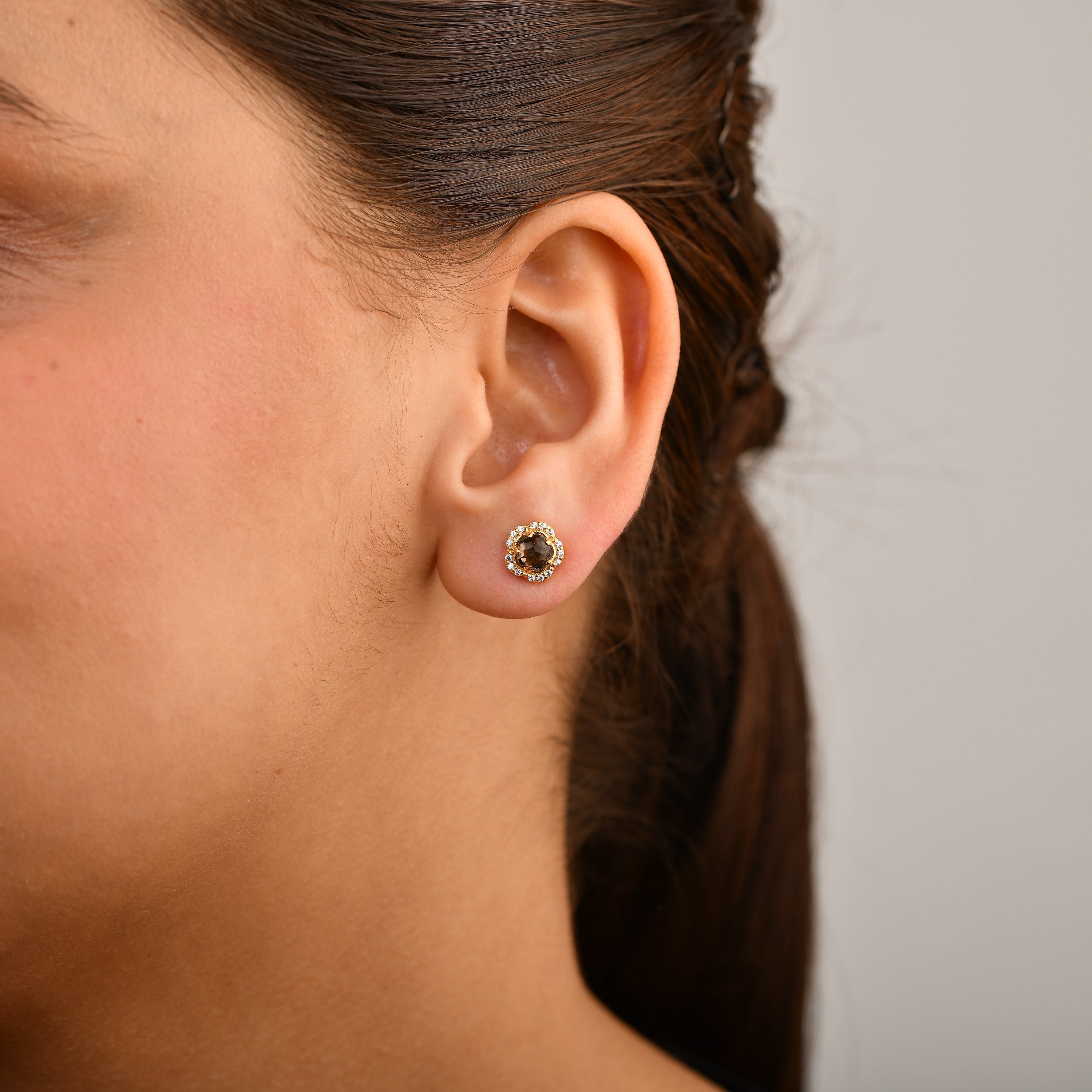 Blossom Smoky Quartz Stud Earrings
