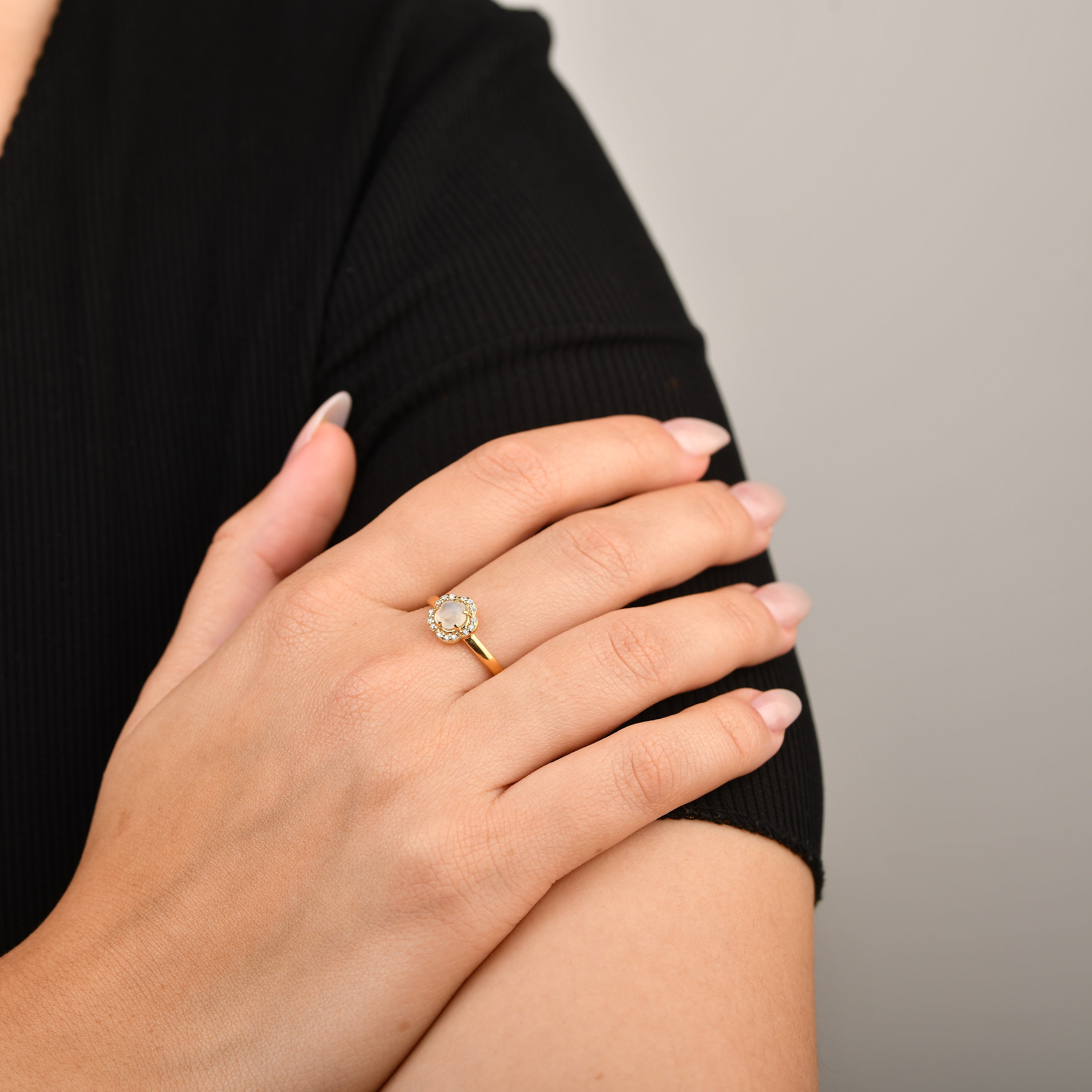 Blossom White Moonstone Ring