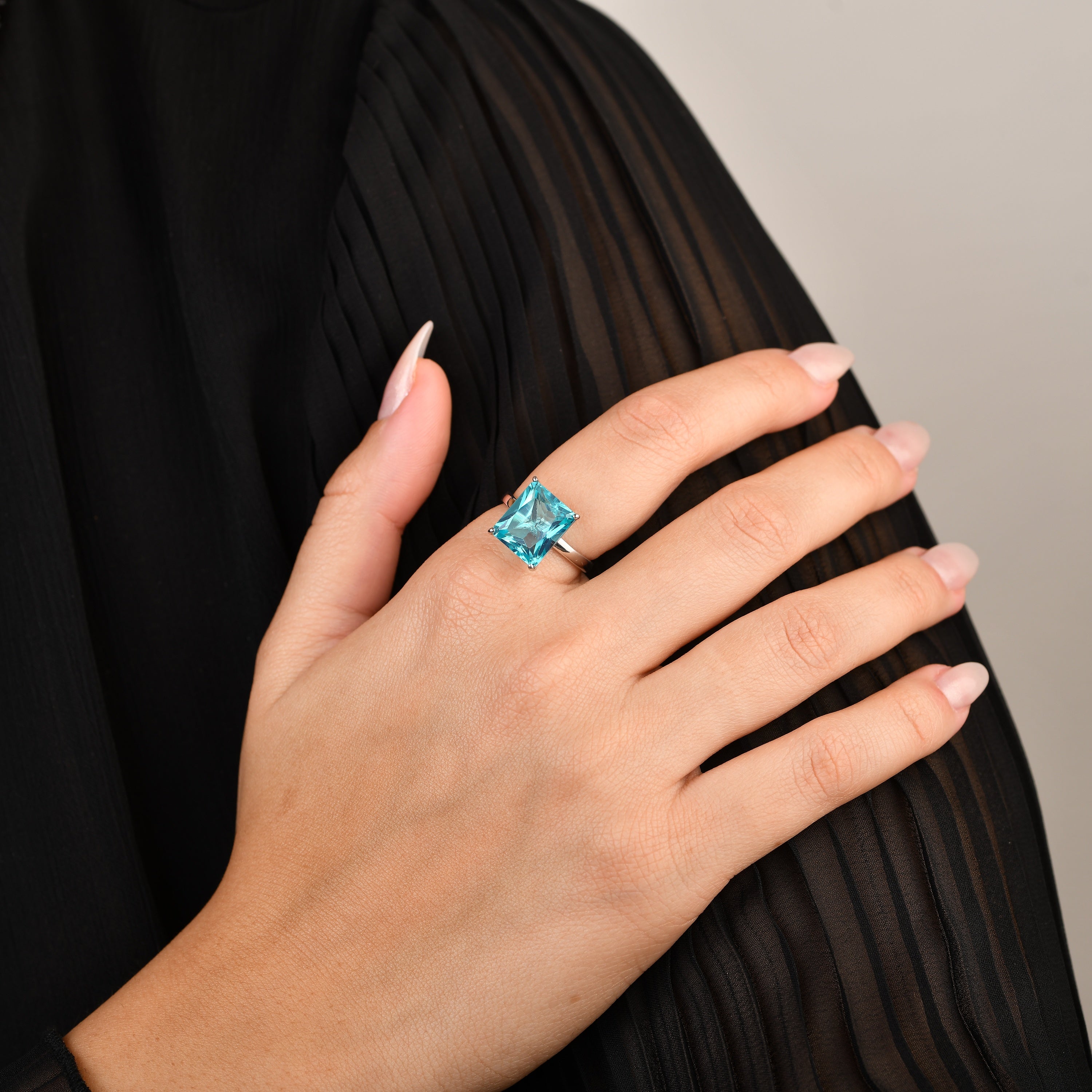 Cerulean Morganite Quartz Ring