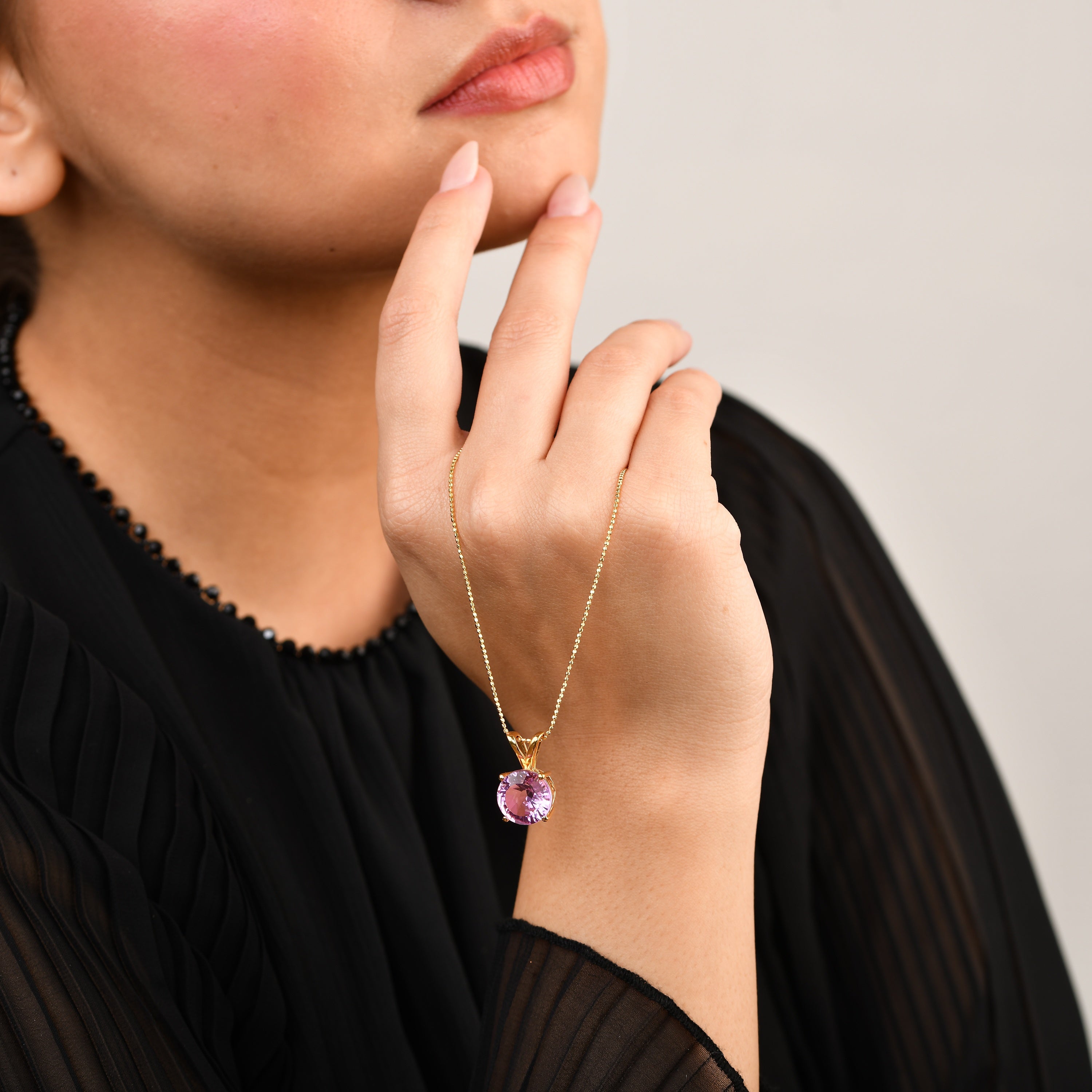 Solitaire Kunzanite Quartz Pendant