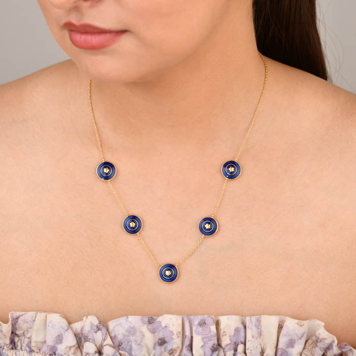 Royal Blue Bloomelle Cascade Necklace