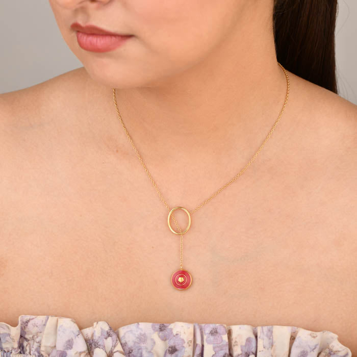 Blush Pink Lariat Necklace