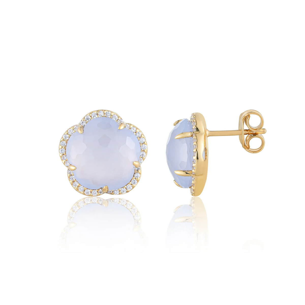 Bloom Blue Chalcedony Stud Earrings