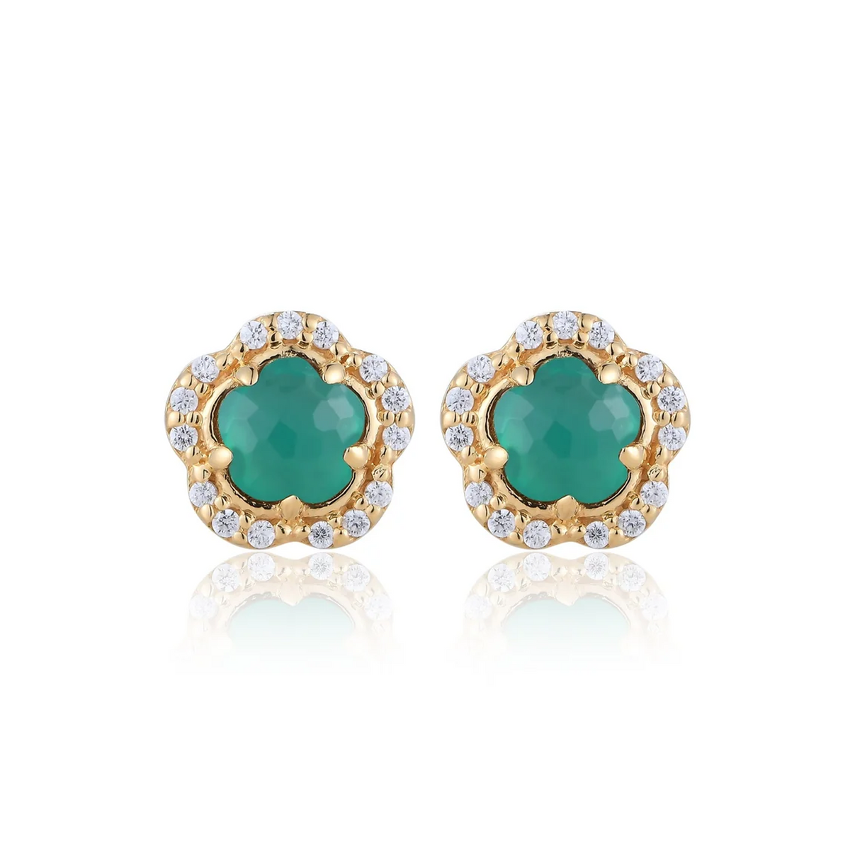 Blossom Green Agate Stud Earrings